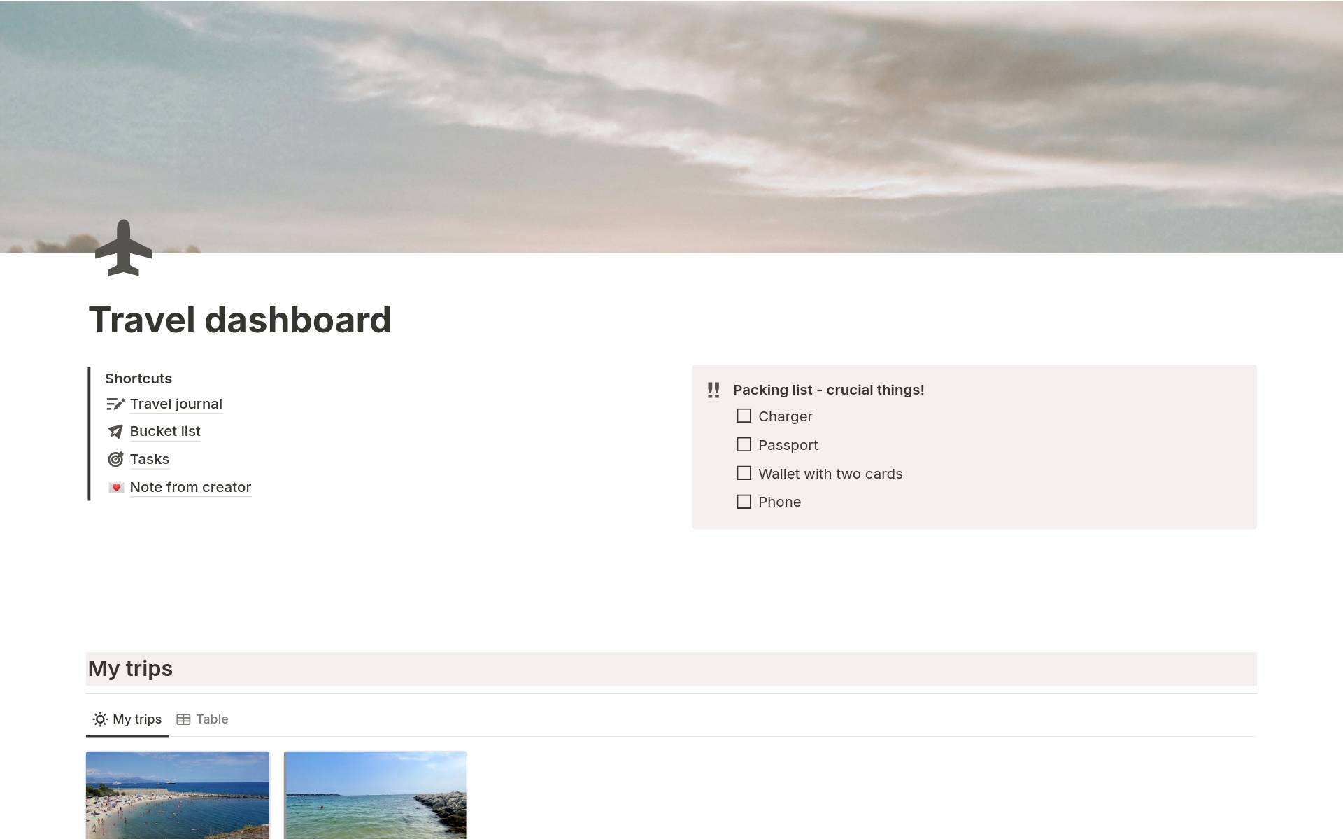 A template preview for Traveldashboard