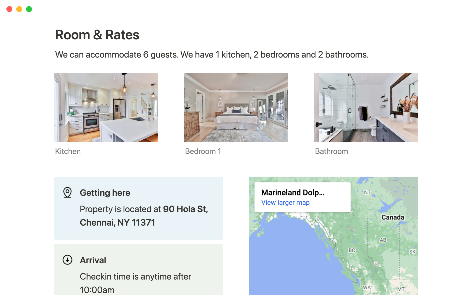 A simple and functional rental property page that can be shared to web.