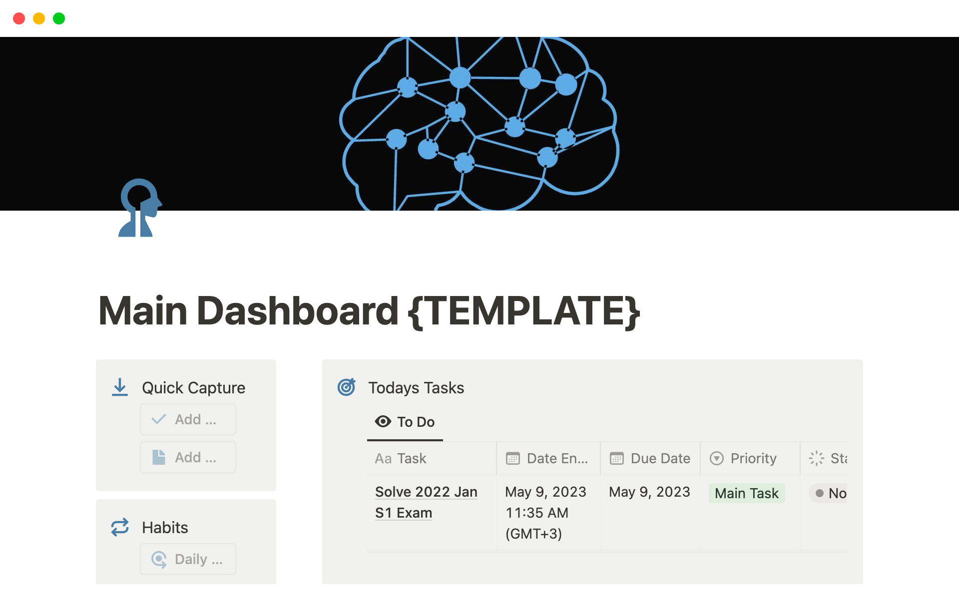 A template preview for Notion Dashboard For Students