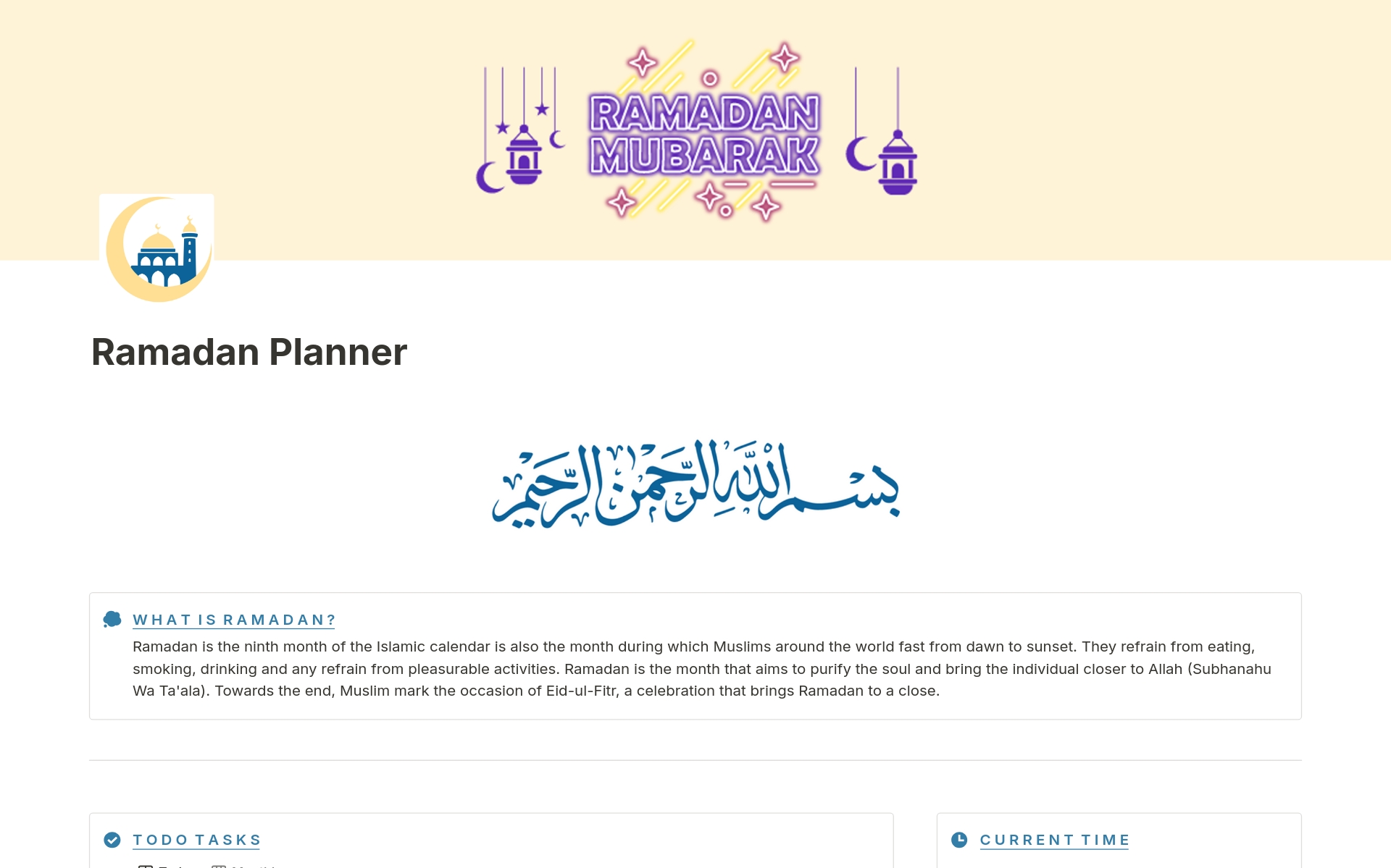 ramadan planner notion template