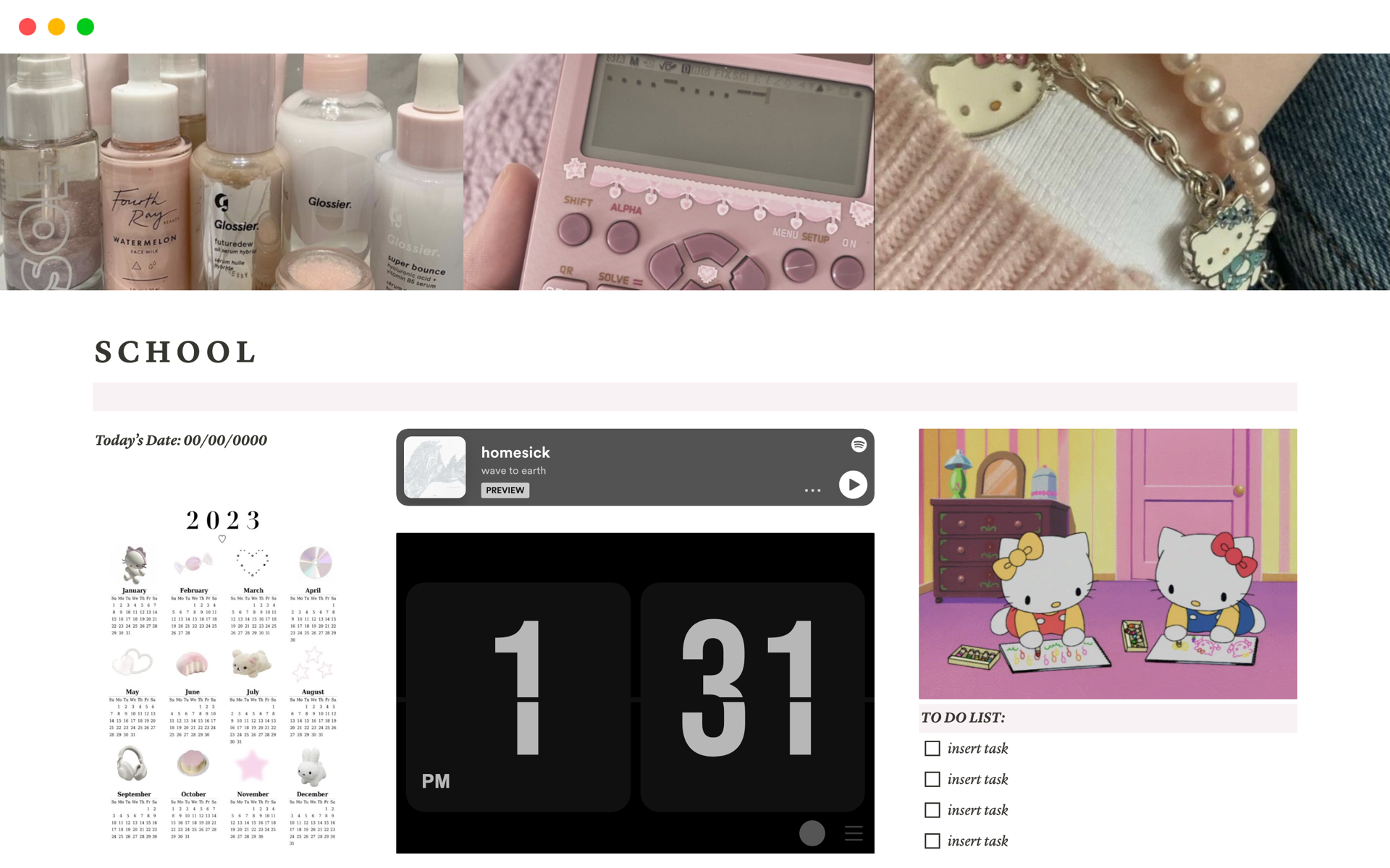 Hello Kitty School Template Template by sea