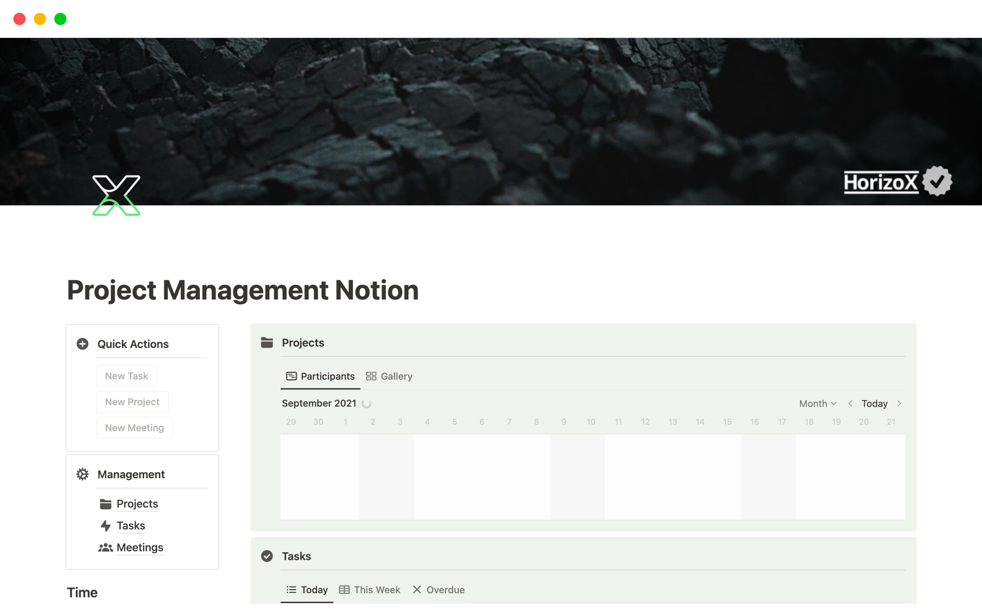 A template preview for Project Management 