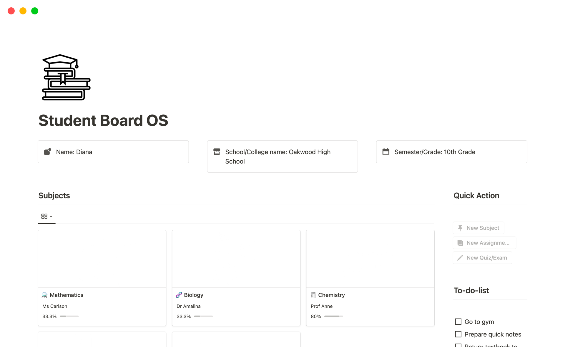 Student Board OS by Thesauros Notion Template