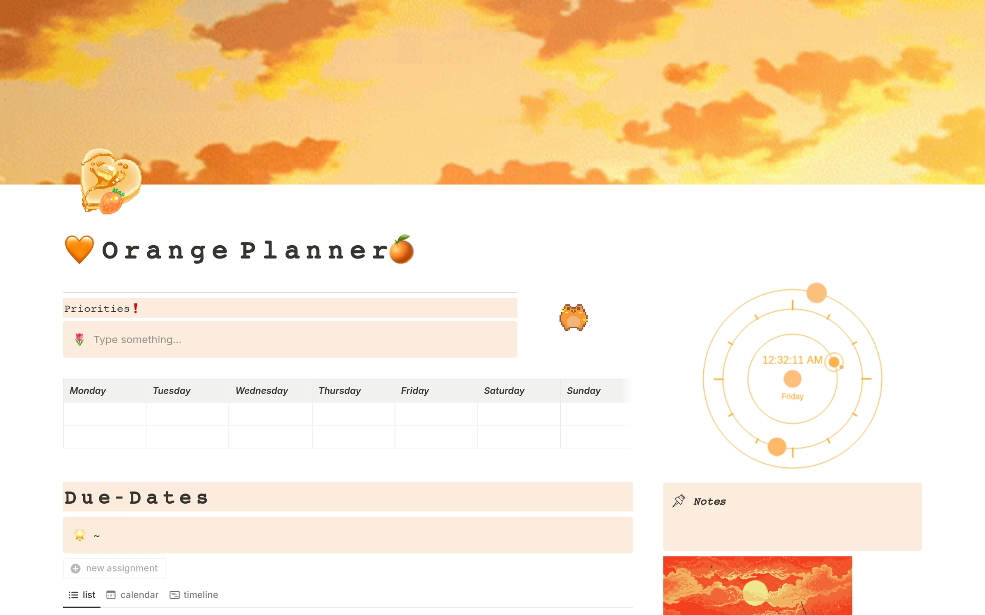 A template preview for 🍊𝙰𝚎𝚜𝚝𝚑𝚎𝚝𝚒𝚌 𝙾𝚛𝚊𝚗𝚐𝚎 𝙿𝚕𝚊𝚗𝚗𝚎𝚛🧡