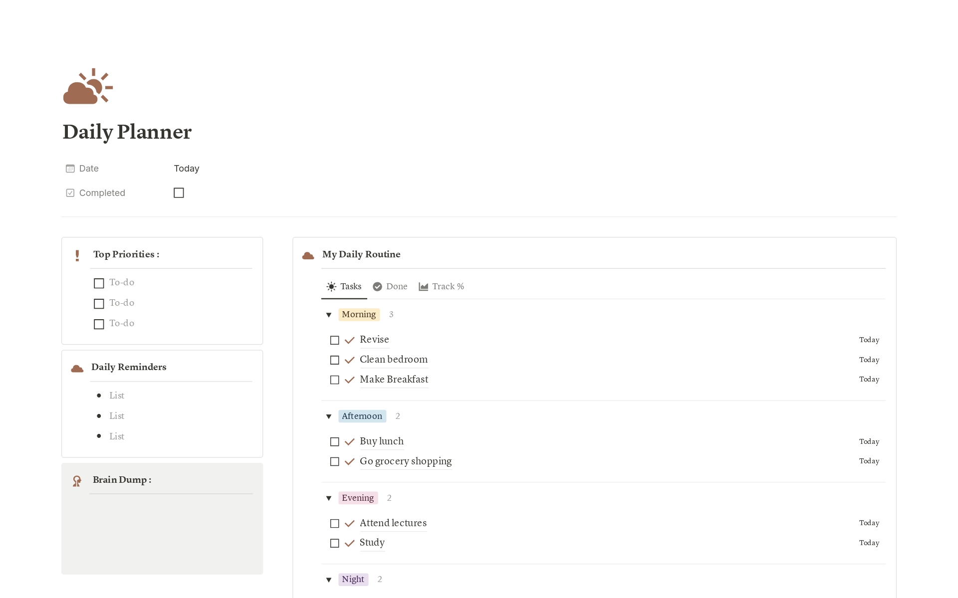 Daily Planner Notion Template