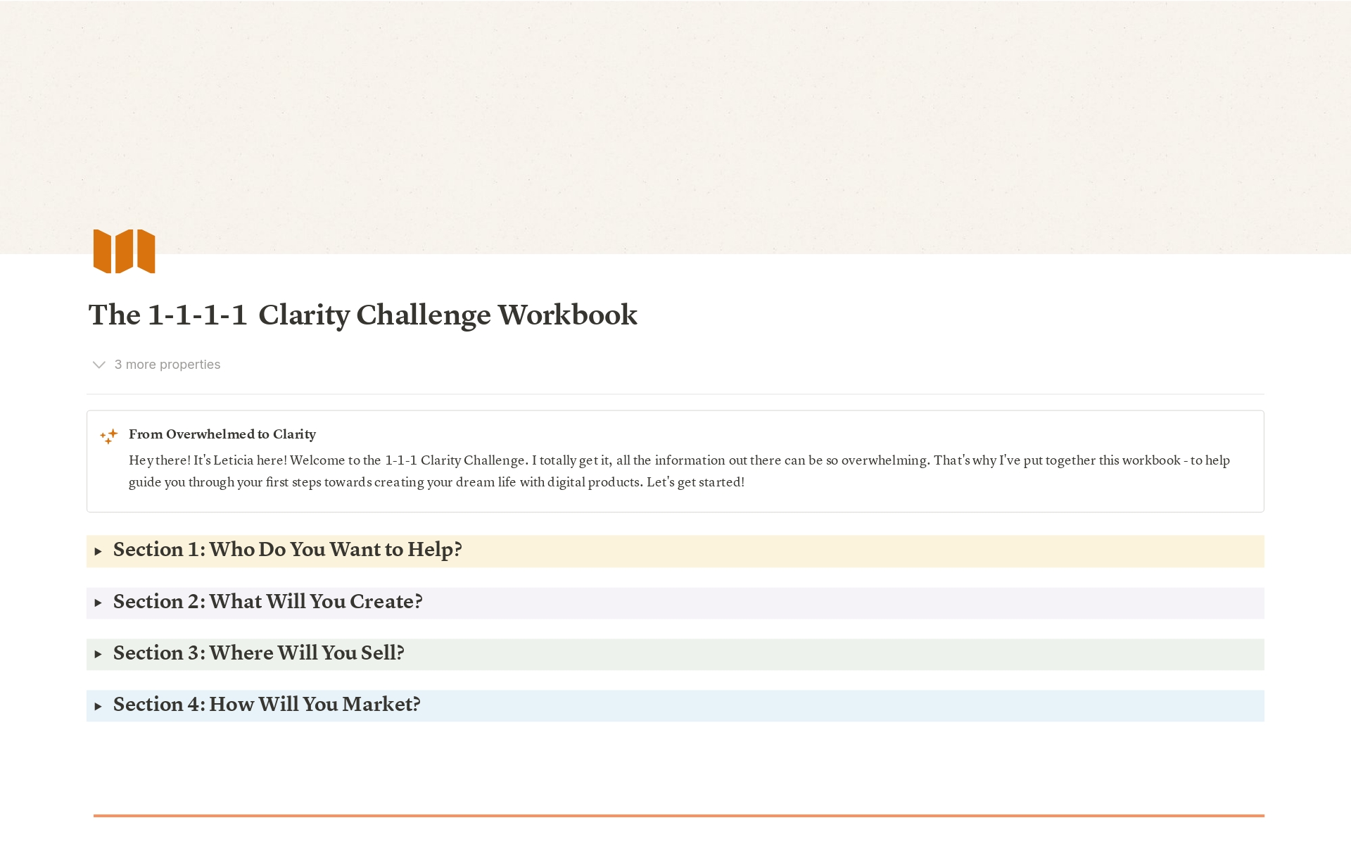 Uma prévia do modelo para Clarity Challenge for Creators and Coaches 