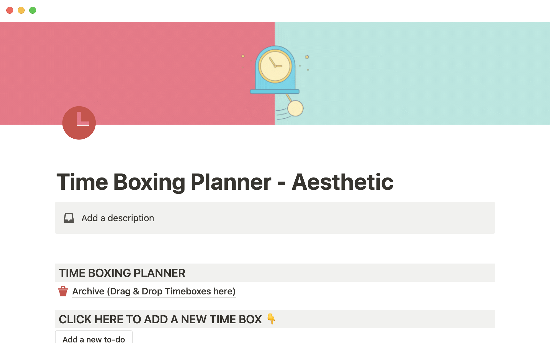 Plan your day better and stay organized with a beautiful time box divided into hourly time blocks.