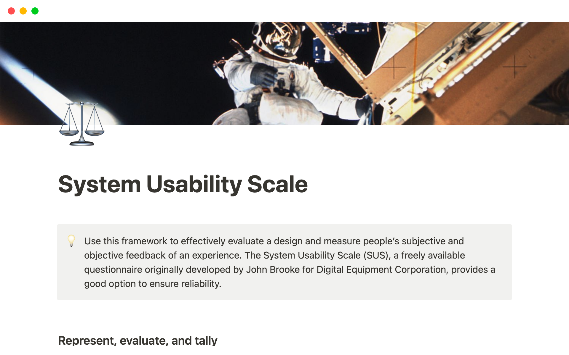 A template preview for System Usability Scale