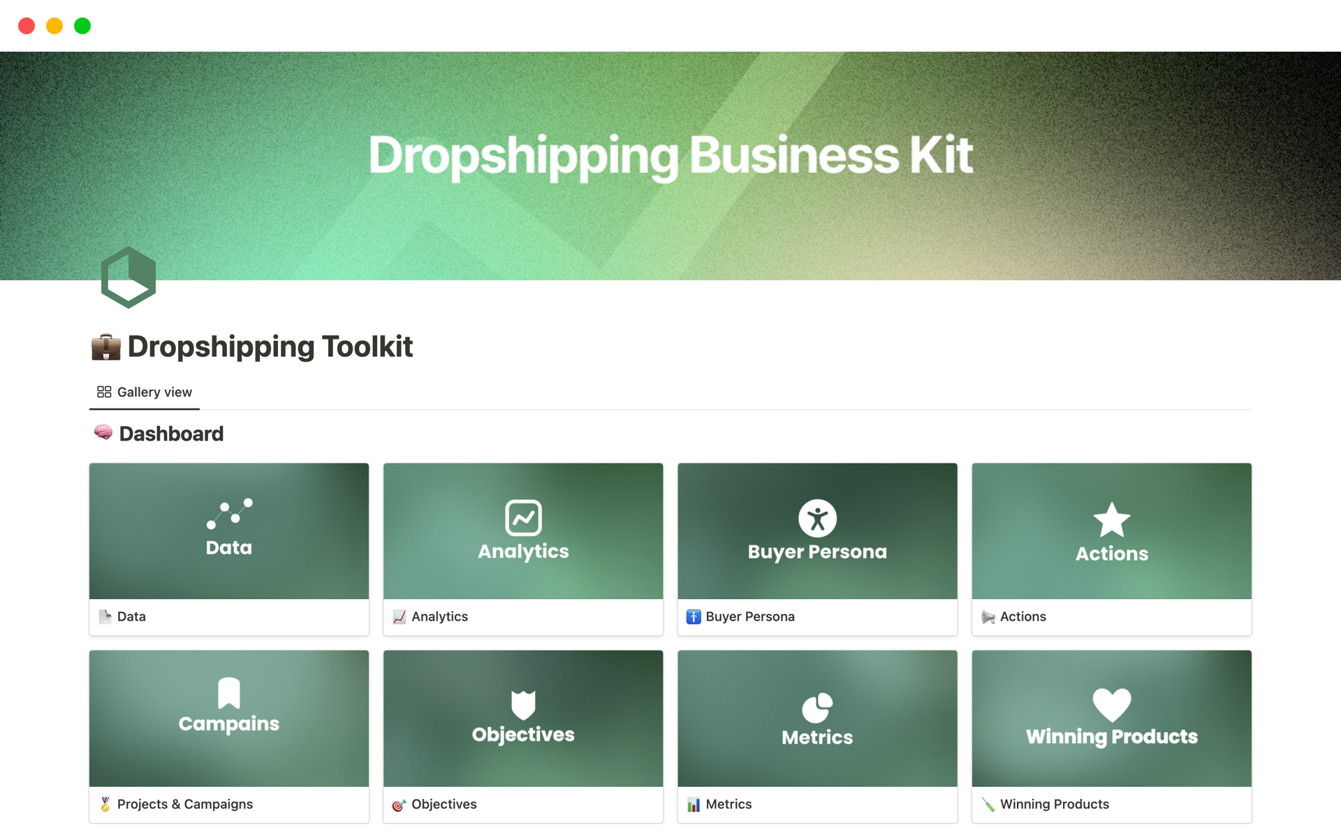 A template preview for Dropshipping Toolkit