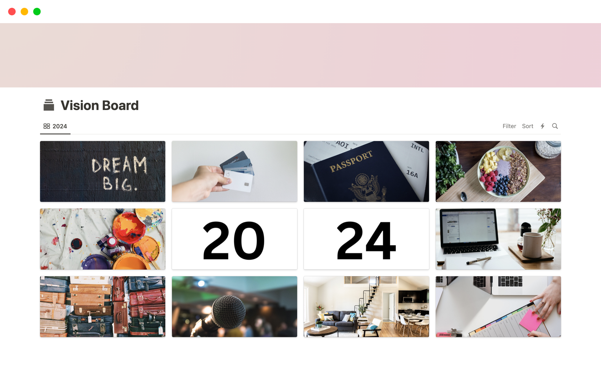 Vision Board with Reality List (by max) Notion Template Vision Board with Reality List (by max) Notion Template