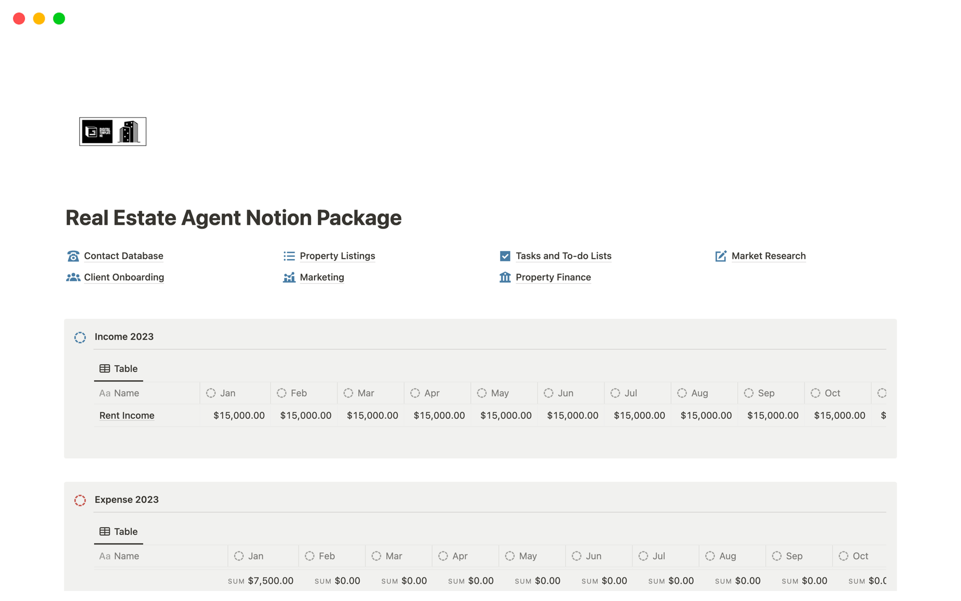 Uma prévia do modelo para Real Estate Agent Package