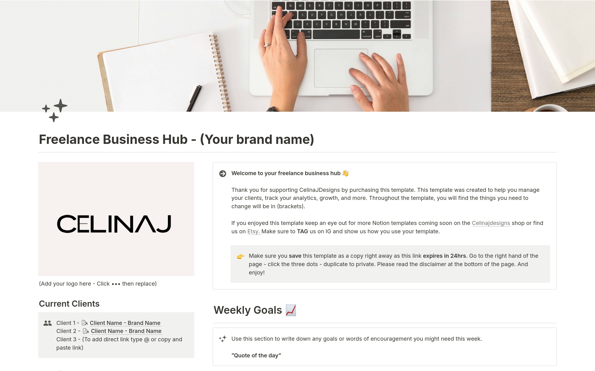 A template preview for Freelance Business Hub 
