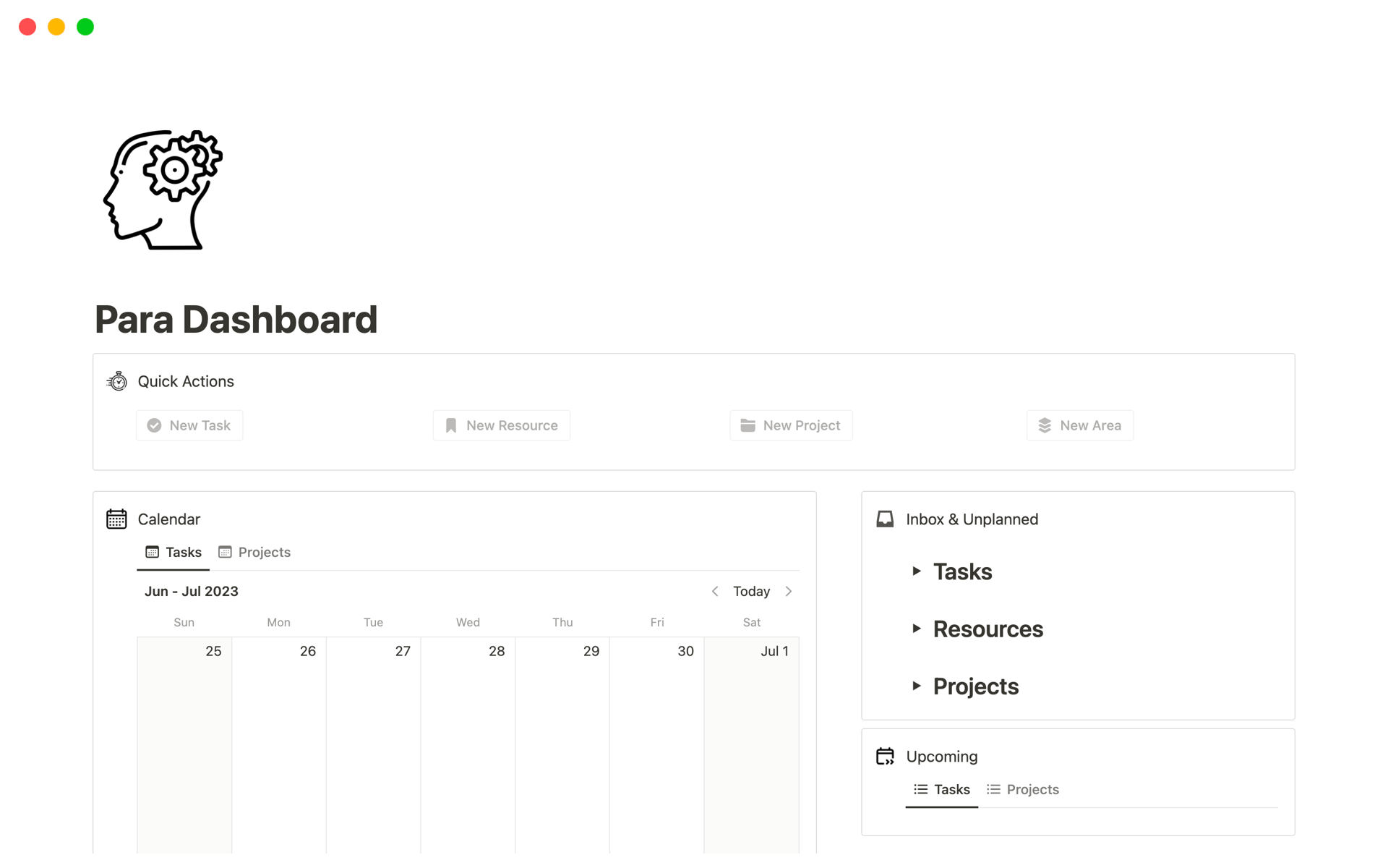 A template preview for Para Dashboard