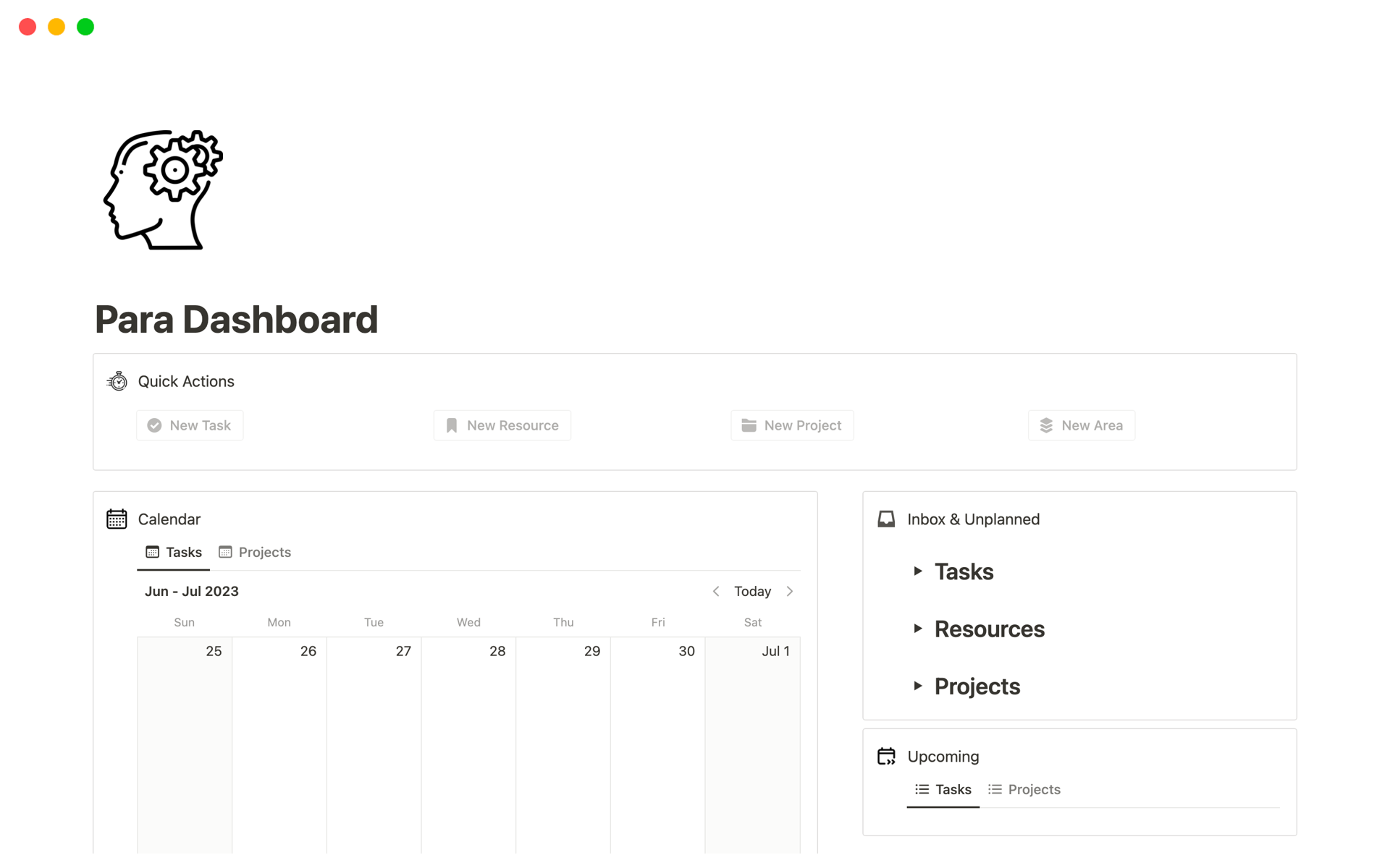 Para Dashboardのテンプレートのプレビュー