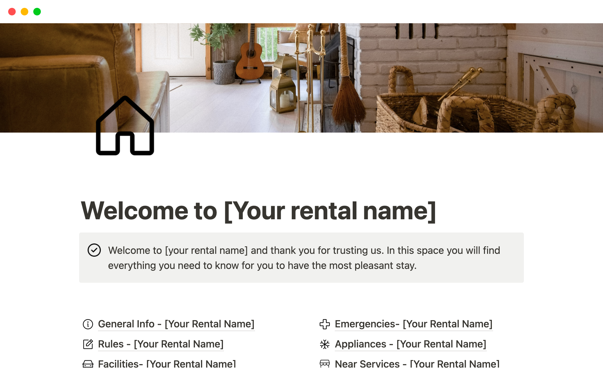 Vista previa de una plantilla para Airbnb Instructions Sheet