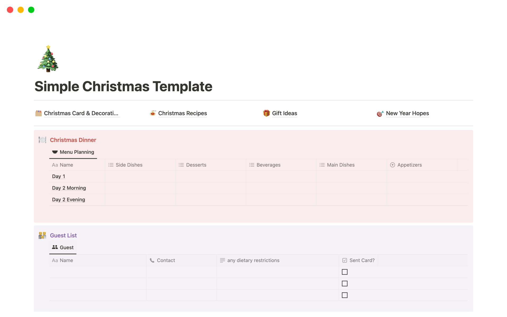 A template preview for Simple Christmas Organizer