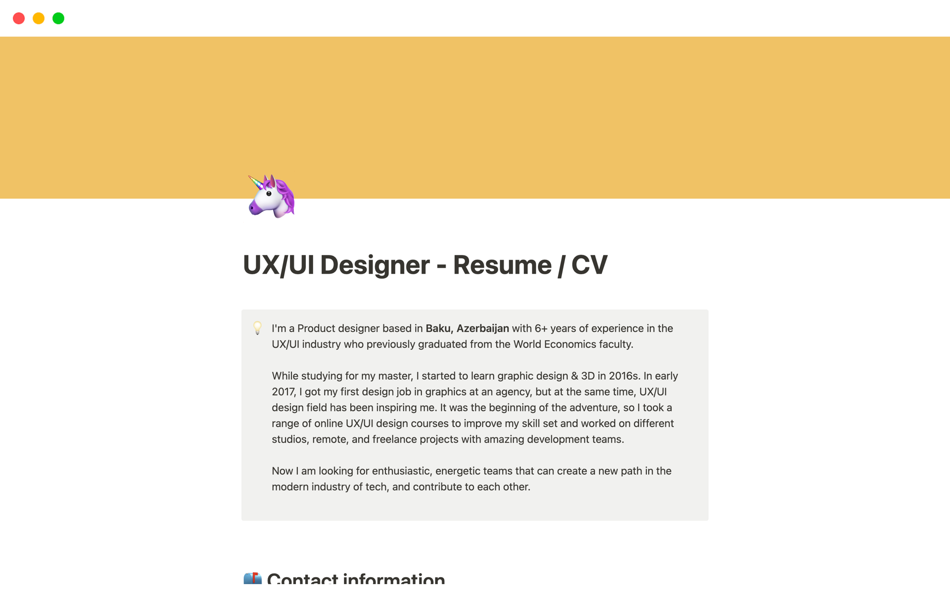 A template preview for Product Designer - Resume Template