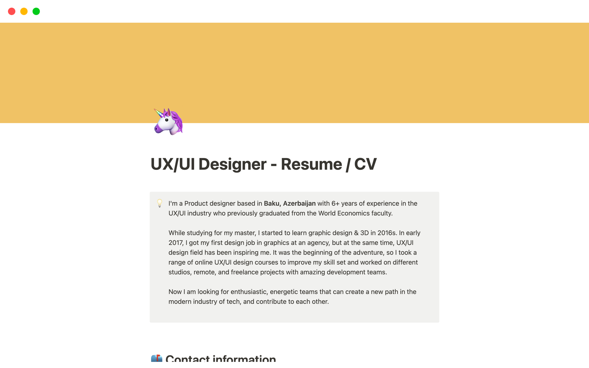 Product Designer Resume Template - Desktop  product designer resume template