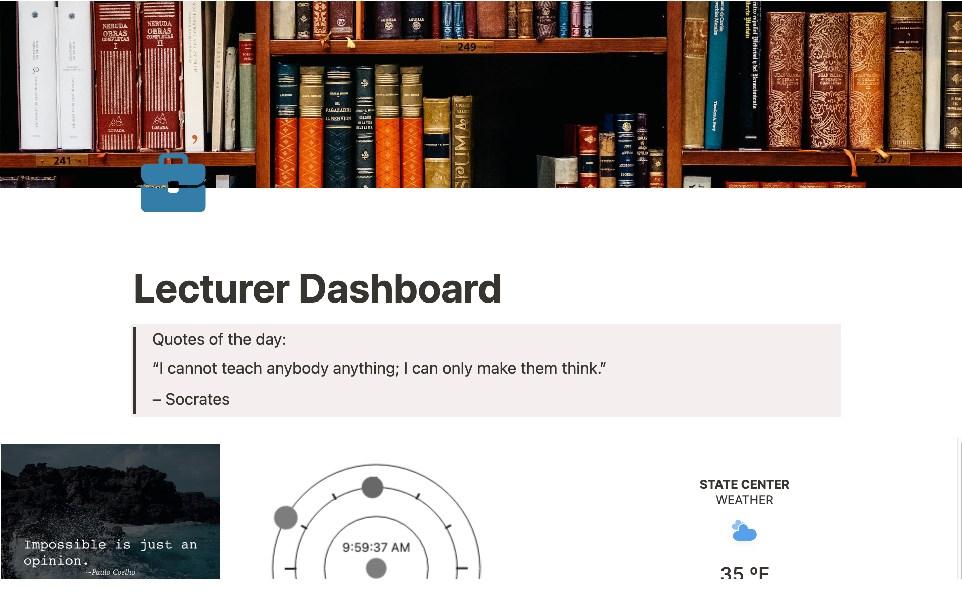 A template preview for Lecturer Dashboard