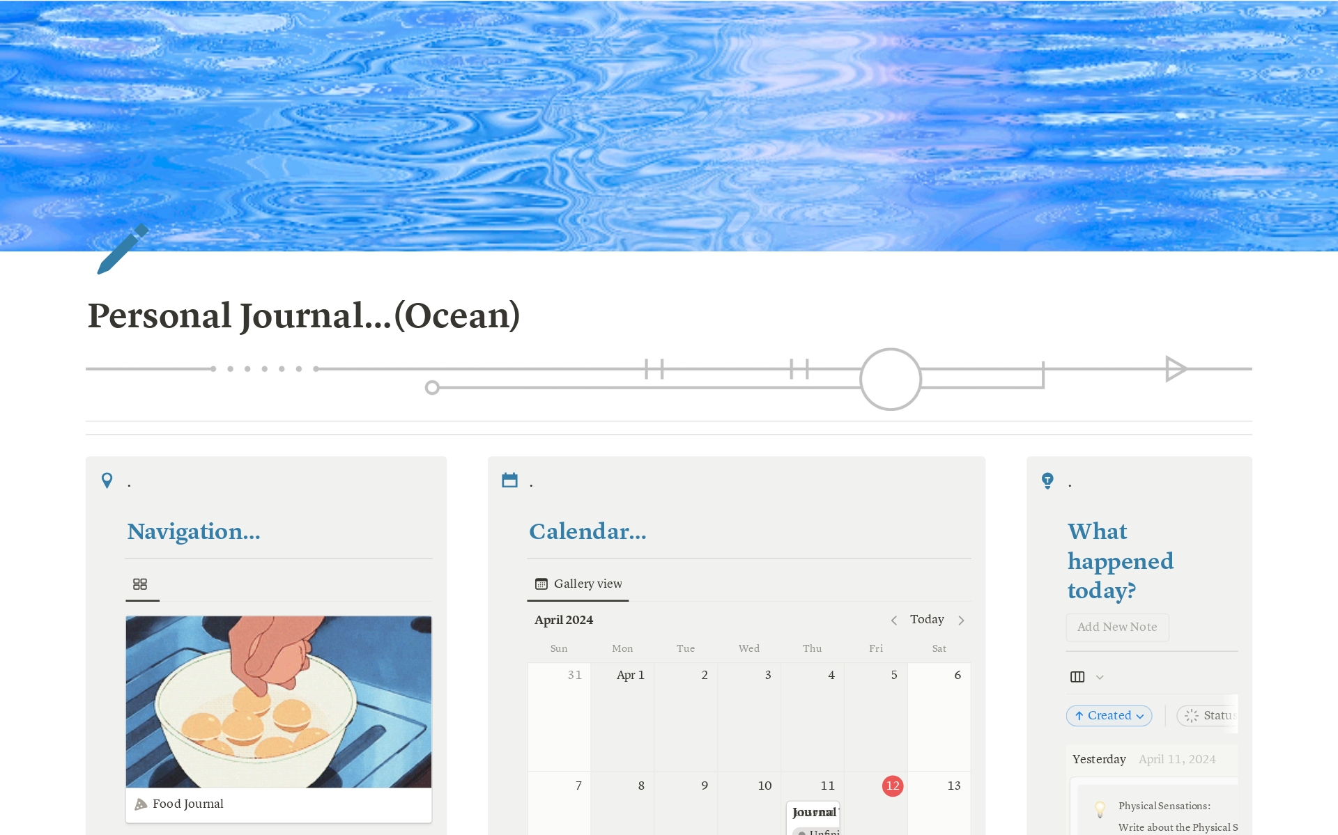 A template preview for Super Aesthetic Ocean Journal