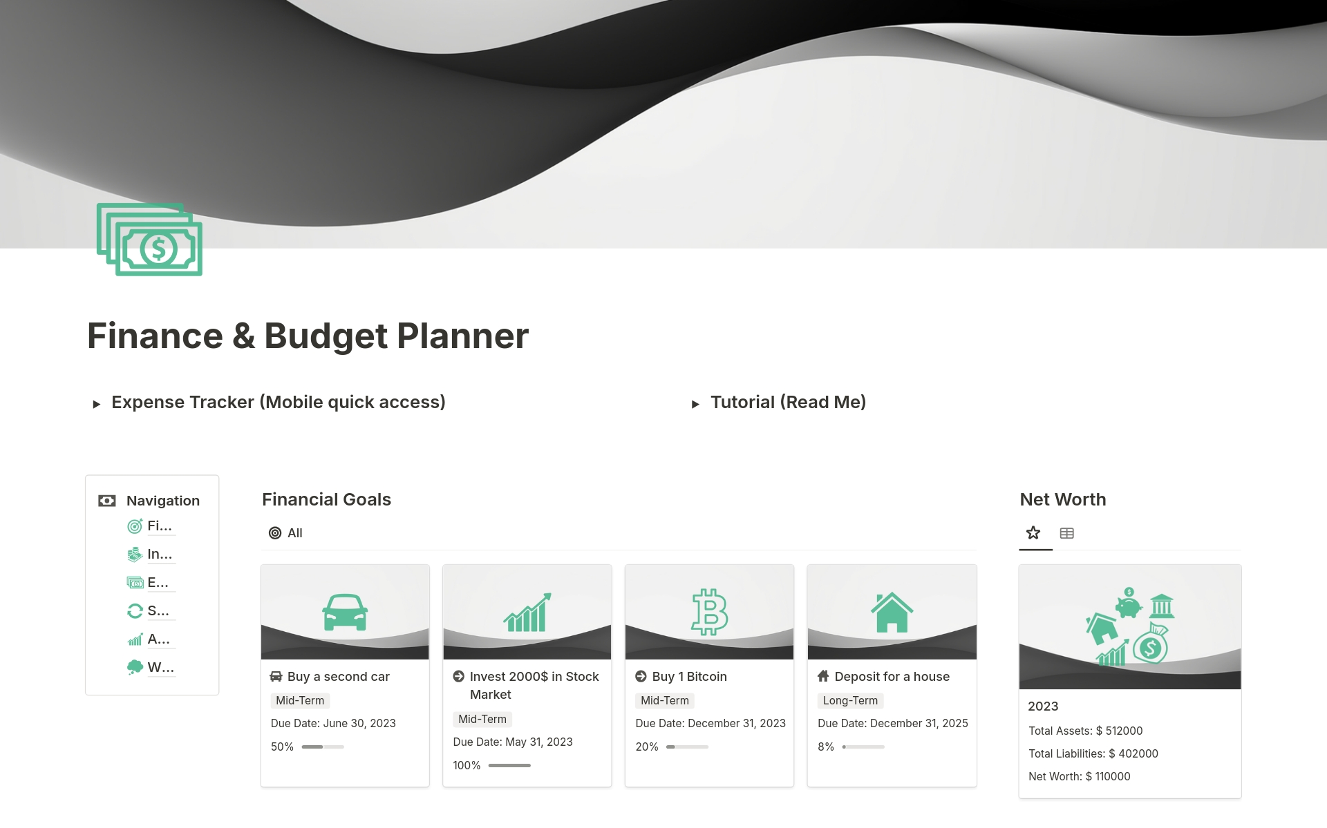 Eine Vorlagenvorschau für Finance and Budget Planner