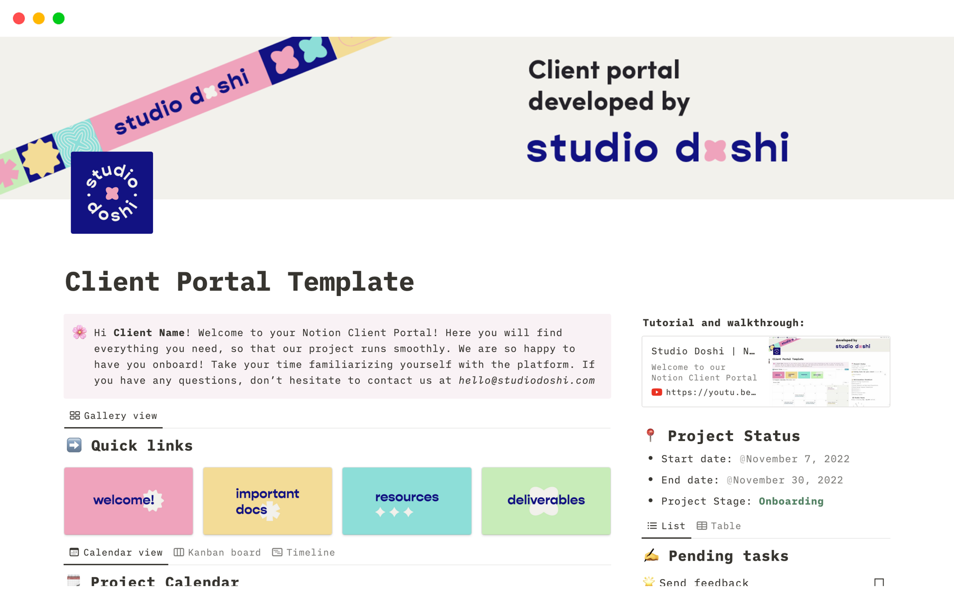 Our Notion Client Portal is the perfect template to elevate your client experience and project workflow.