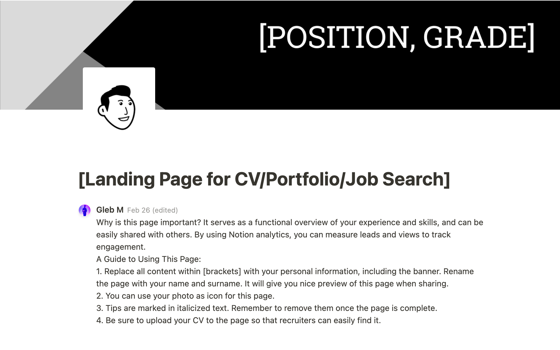 A template preview for Landing Page for CV/Portfolio/Job Search