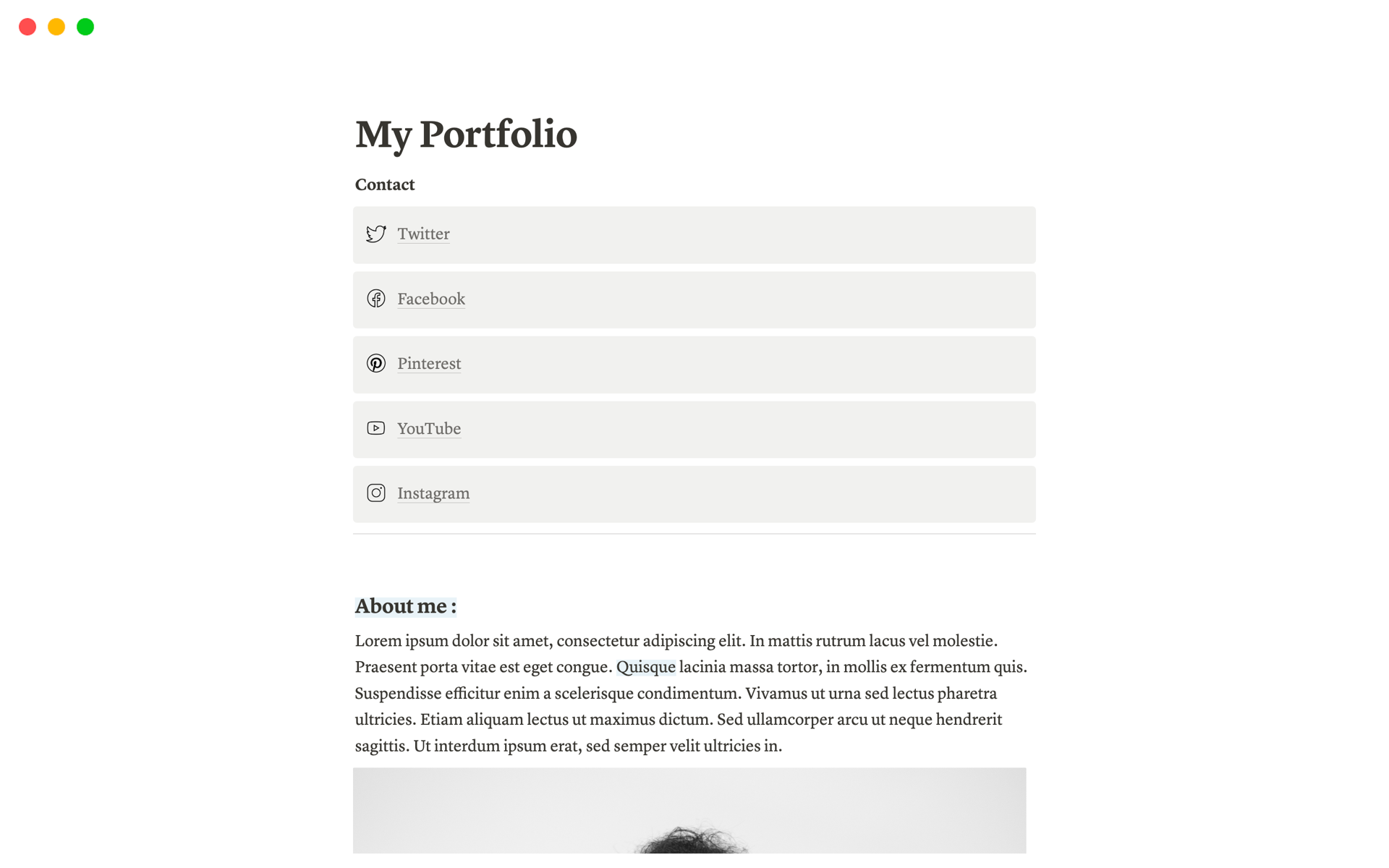 A template preview for My Portfolio