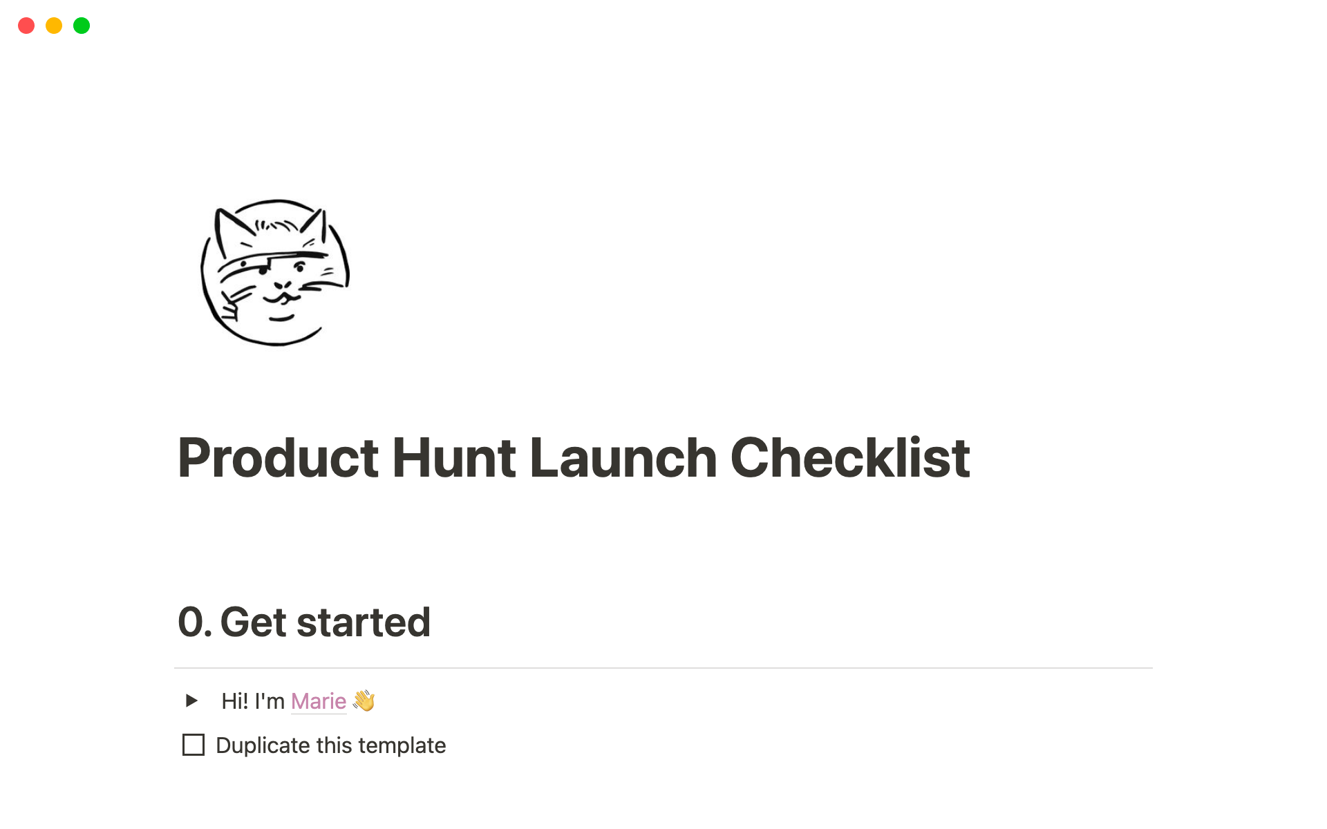 Product Hunt Launch Checklist Notion Template