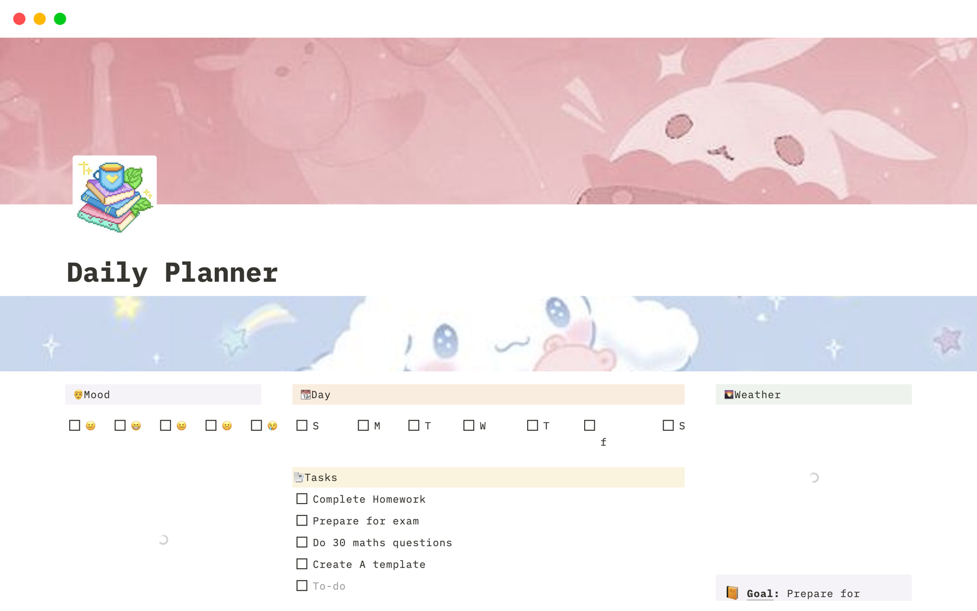 A template preview for Aesthetic Daily Planner