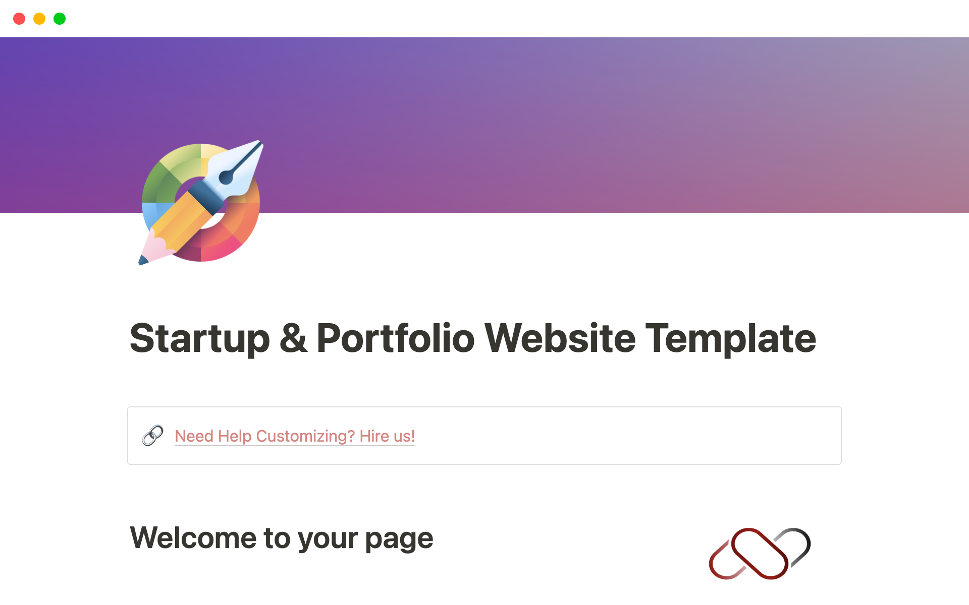 Uma prévia do modelo para Startup & Portfolio Website Template