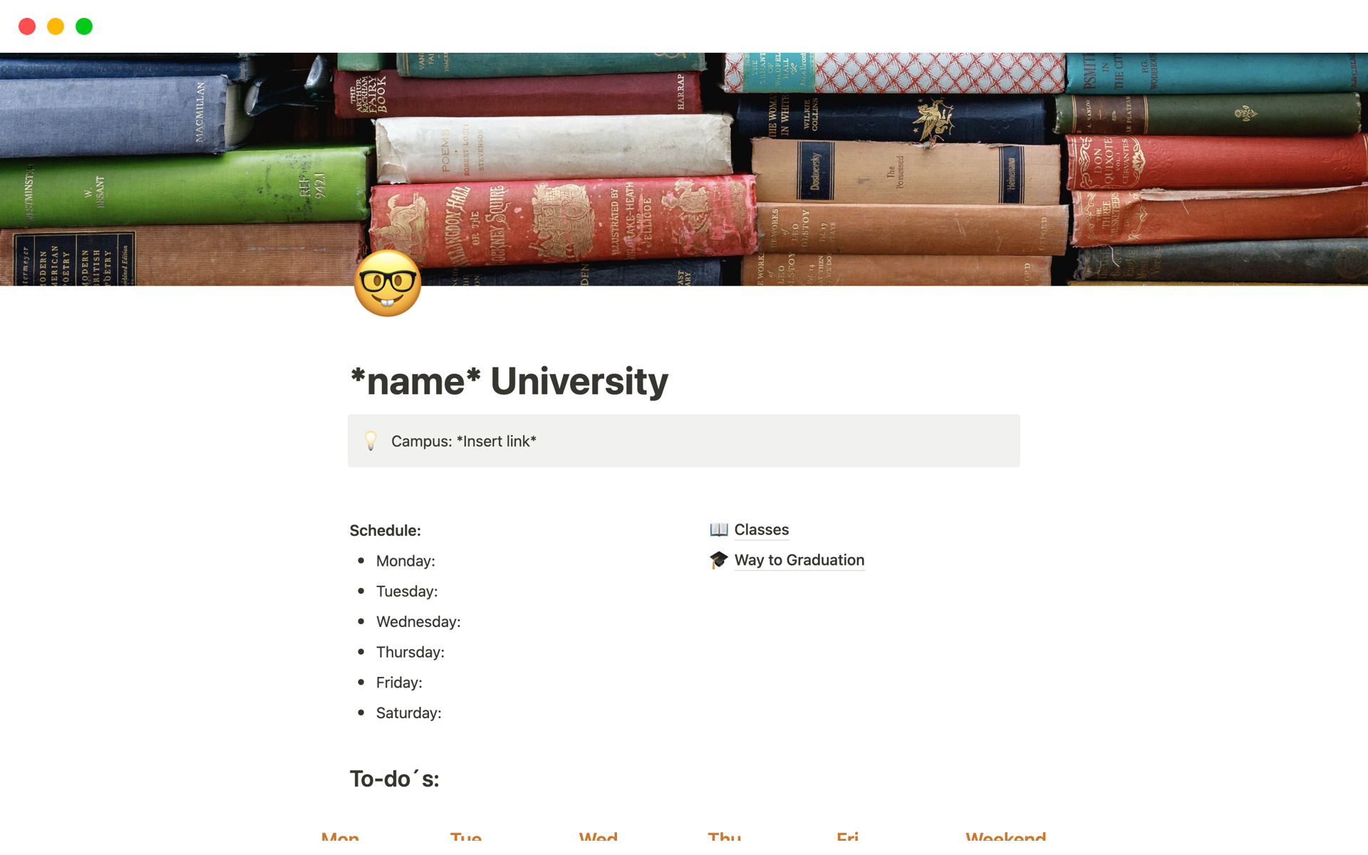 A template preview for *name* University