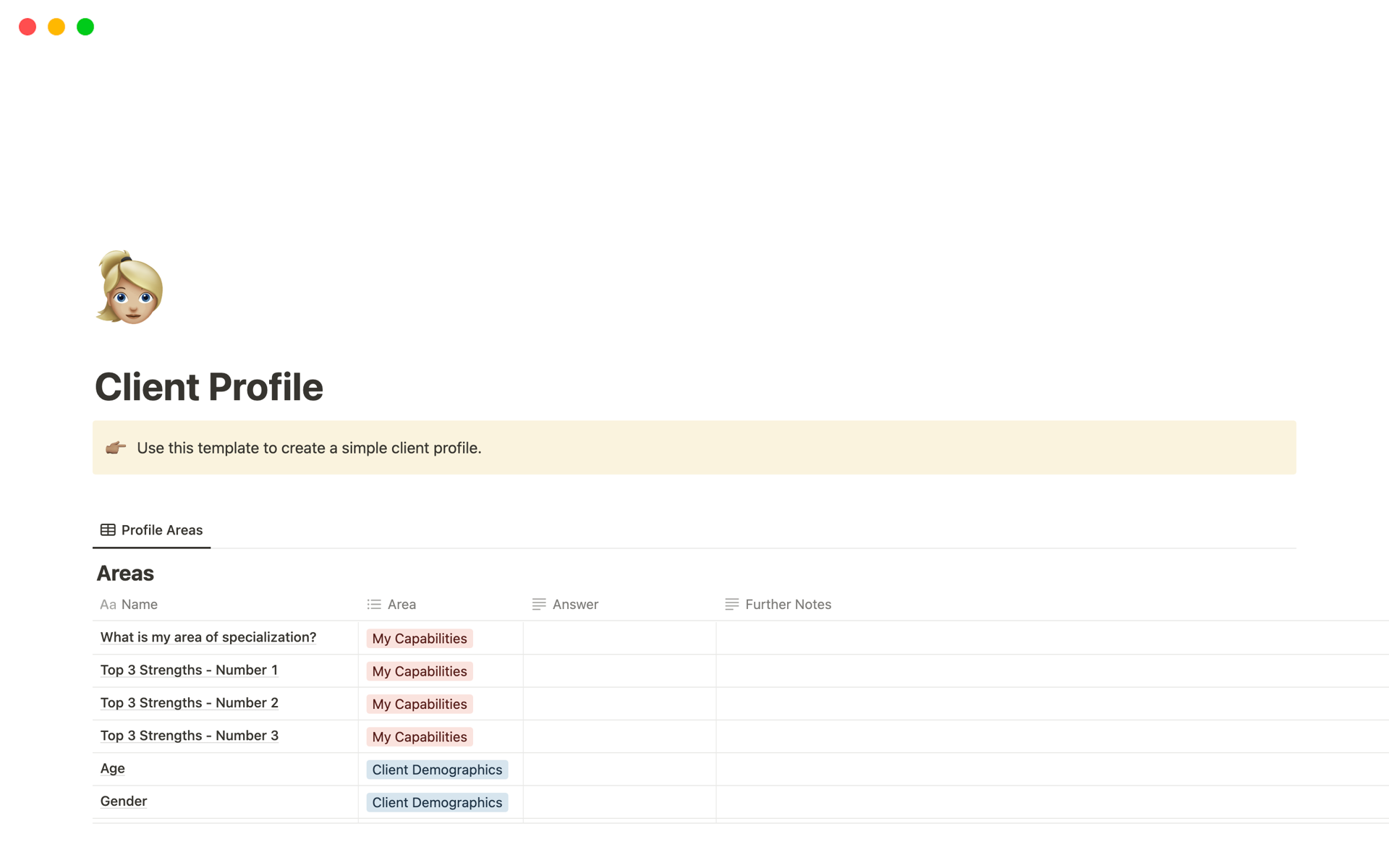 Client Profile Template | Notion Marketplace