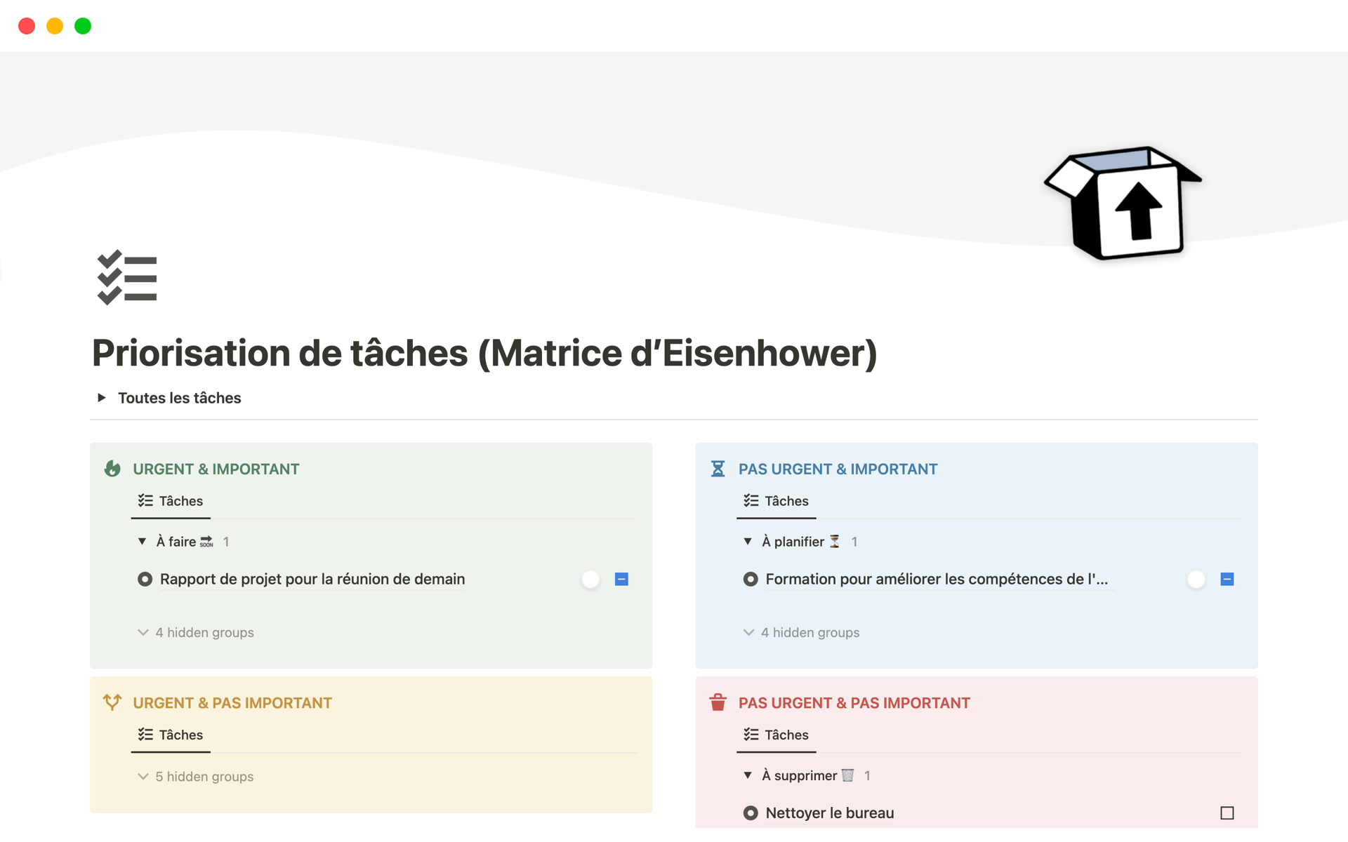 A template preview for Matrice d’Eisenhower - Priorisation de tâches