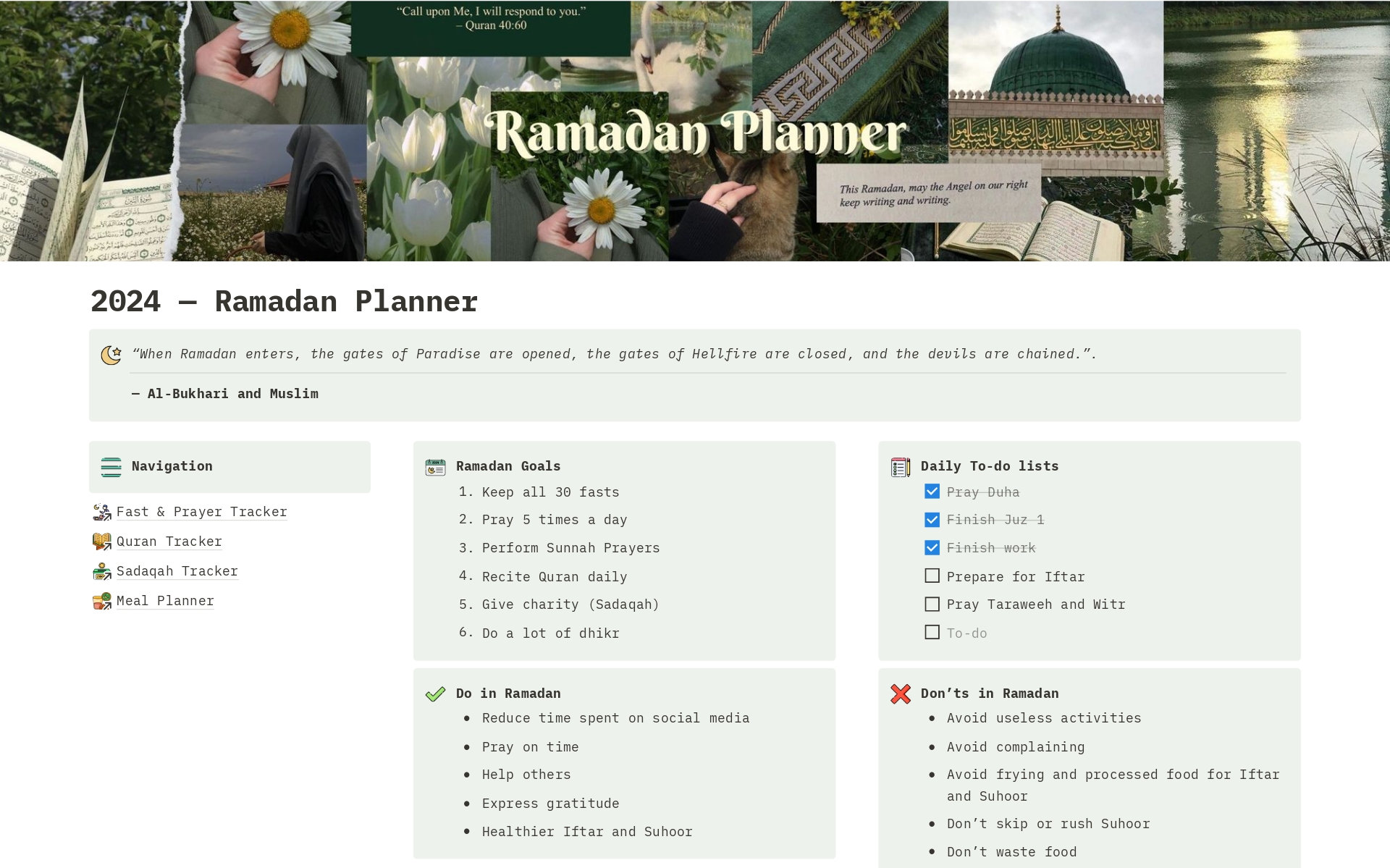A template preview for 2024 - Ramadan Planner