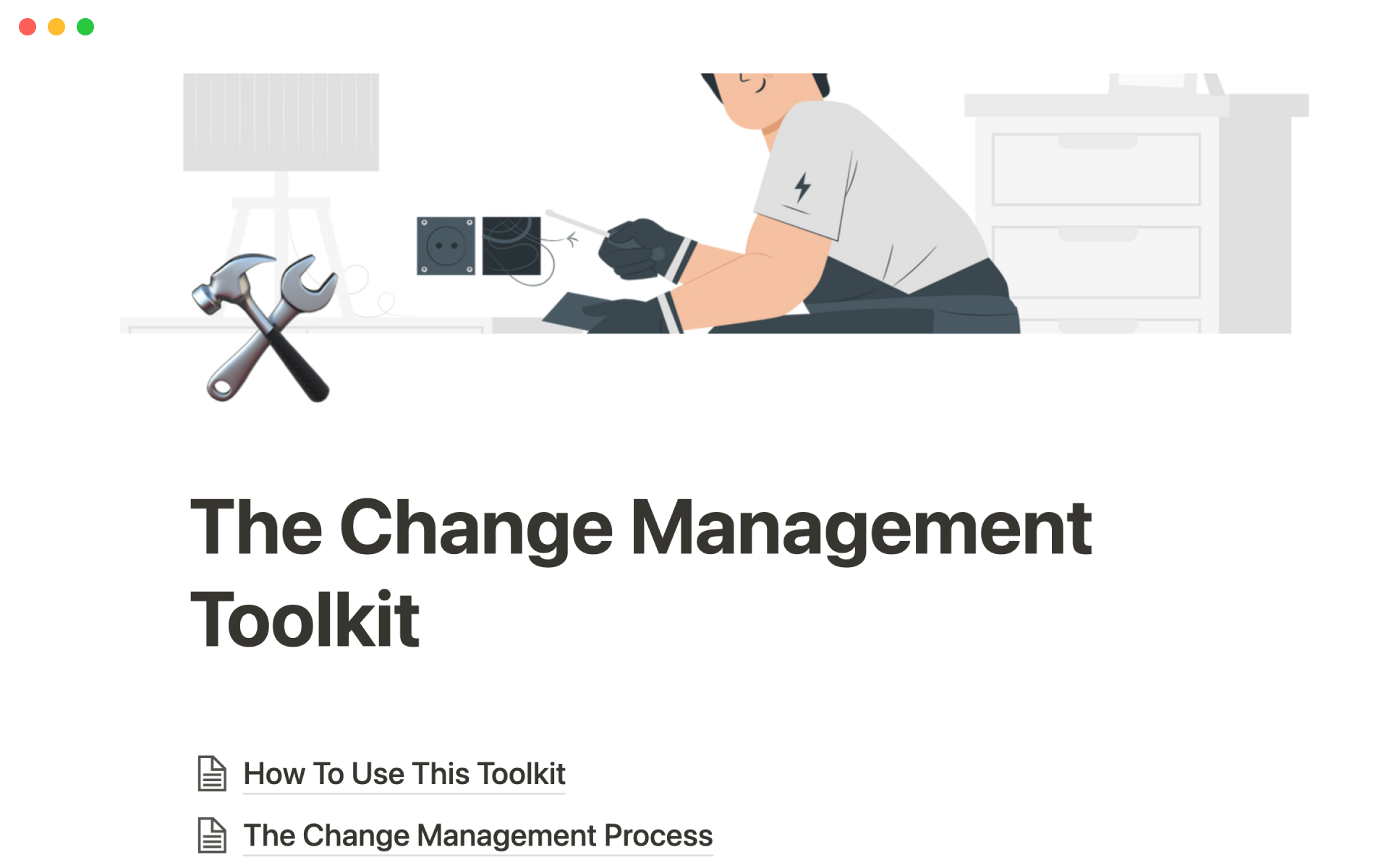 A template preview for The change management toolkit