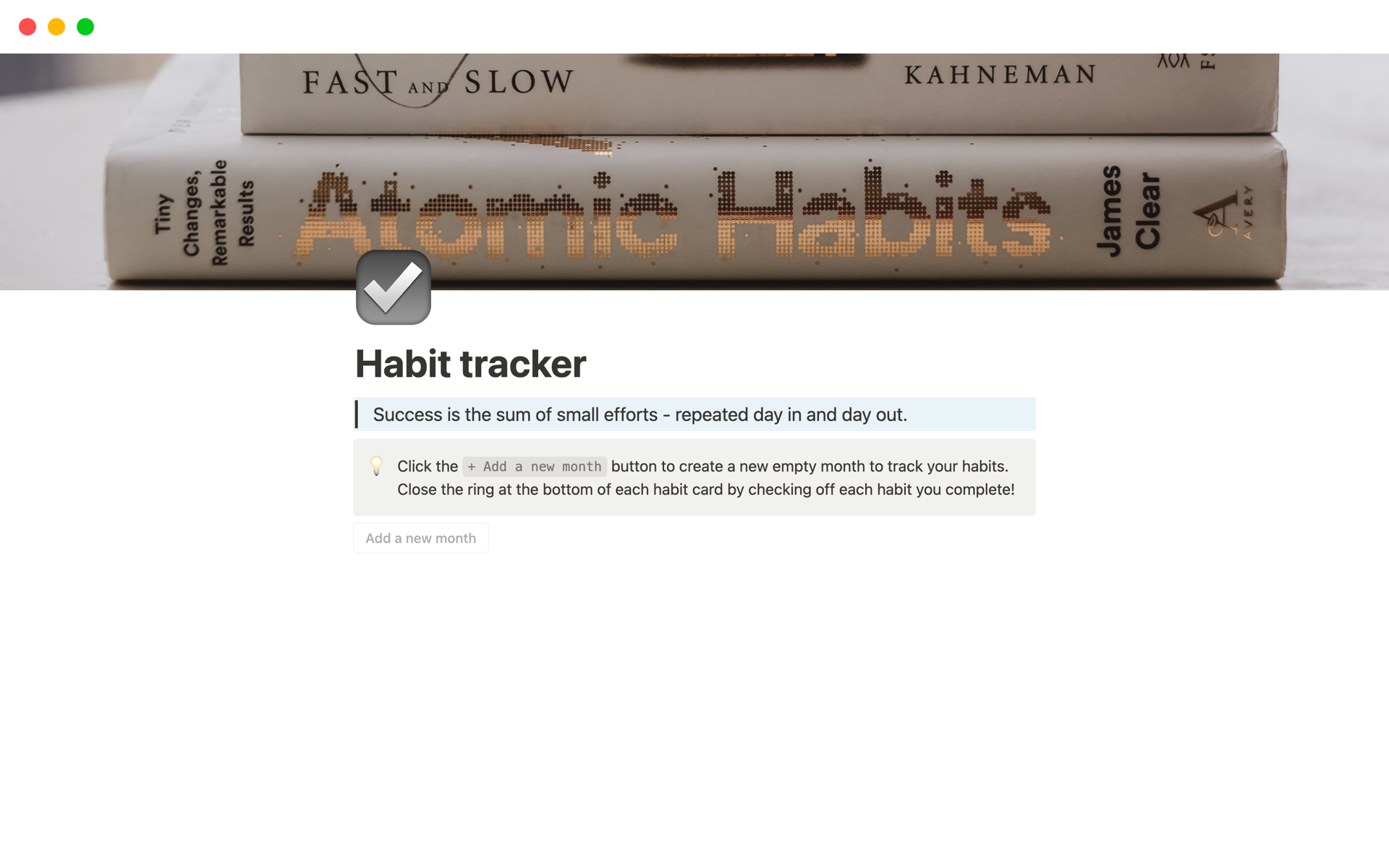 Vista previa de una plantilla para Habit tracker