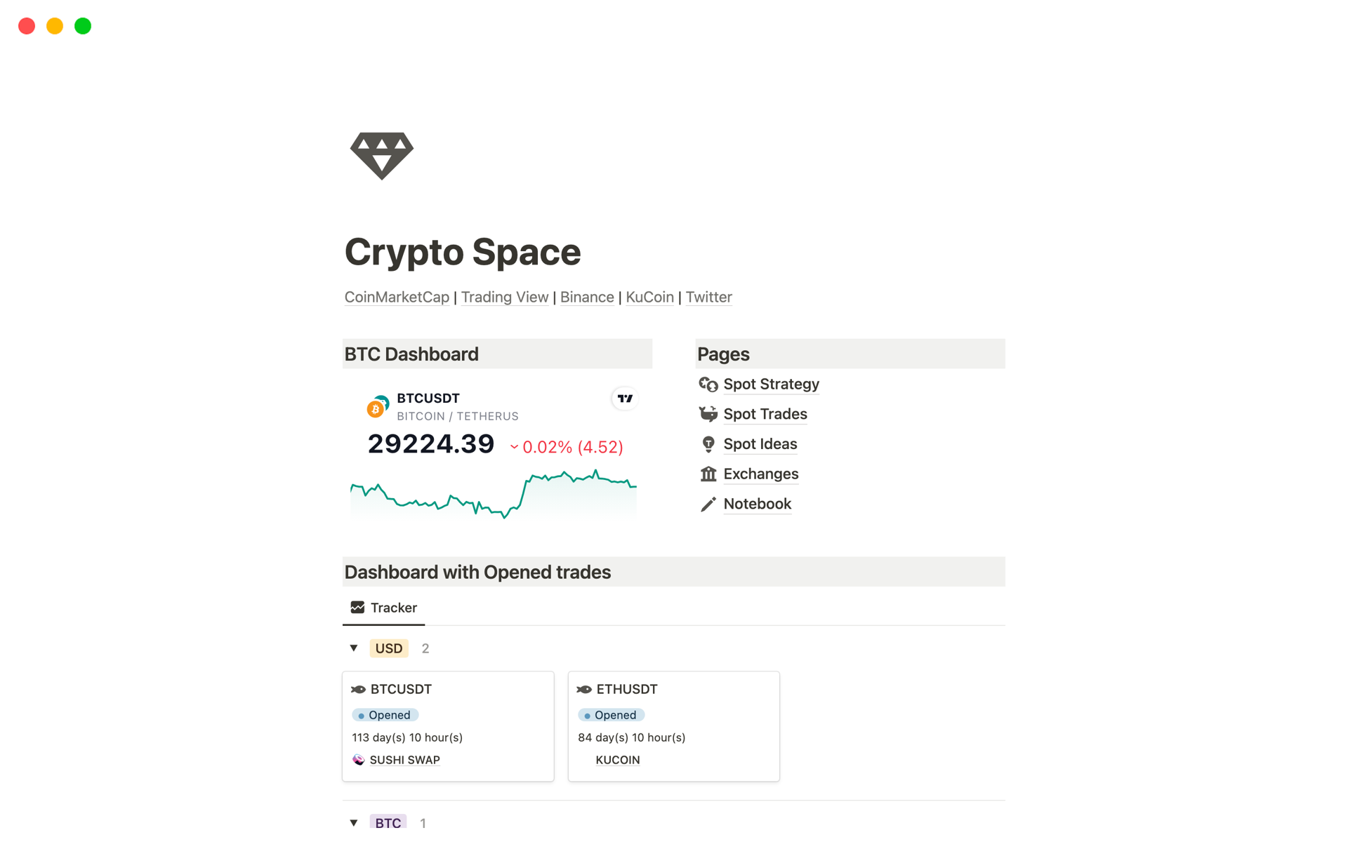 A template preview for Crypto Space