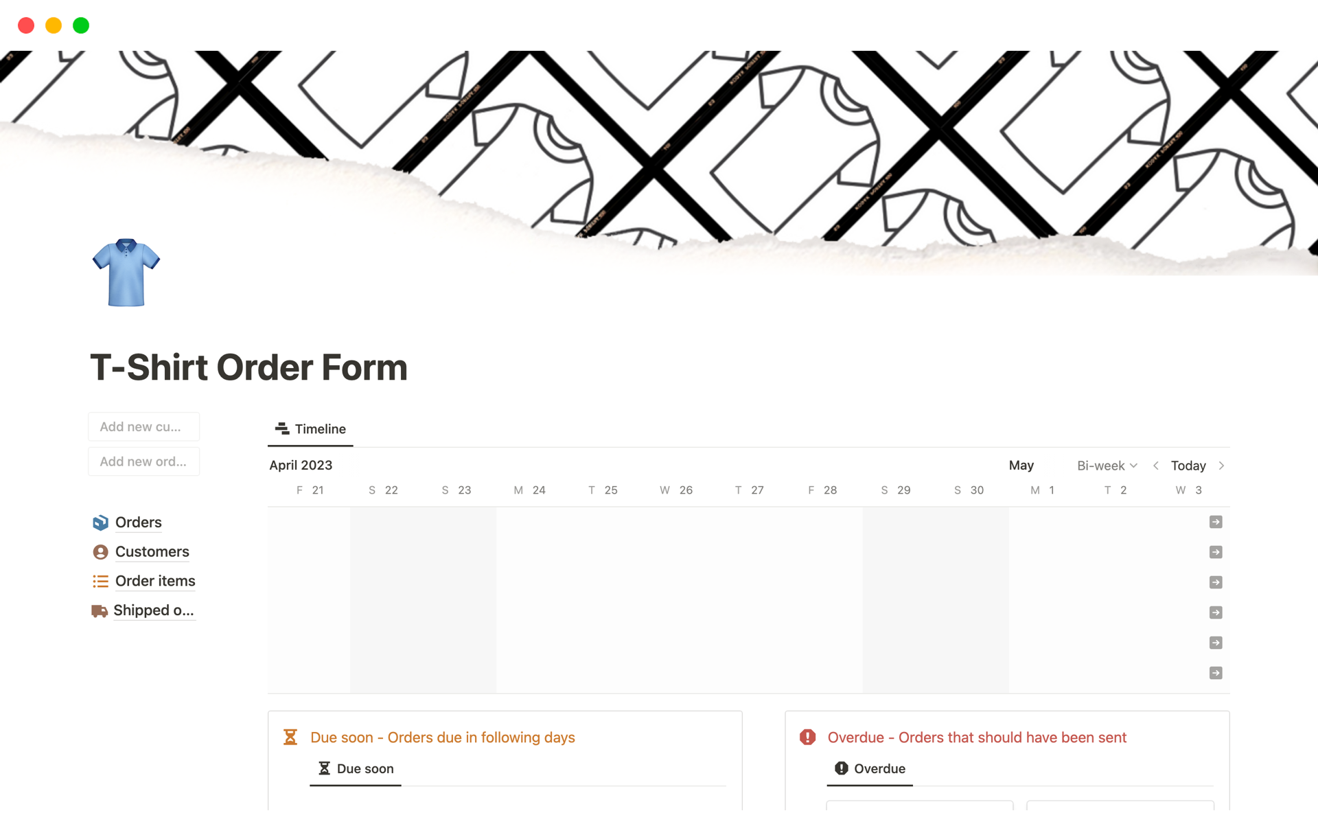 Vista previa de plantilla para T-Shirt Order Form