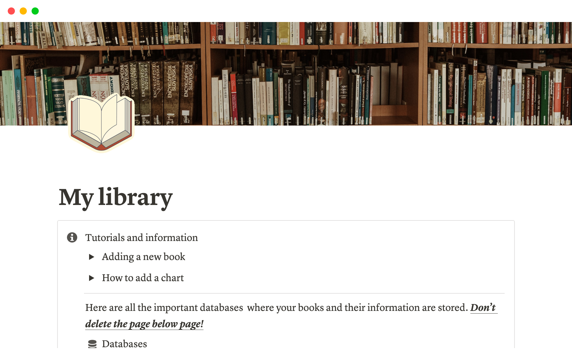 Vista previa de una plantilla para My library - book tracker