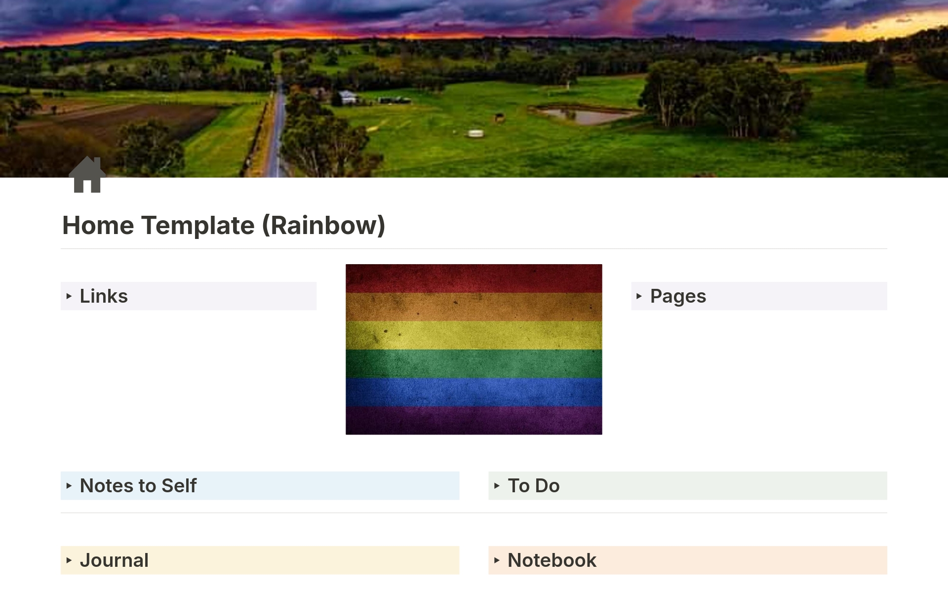 A template preview for Home Dashboard (Rainbow)
