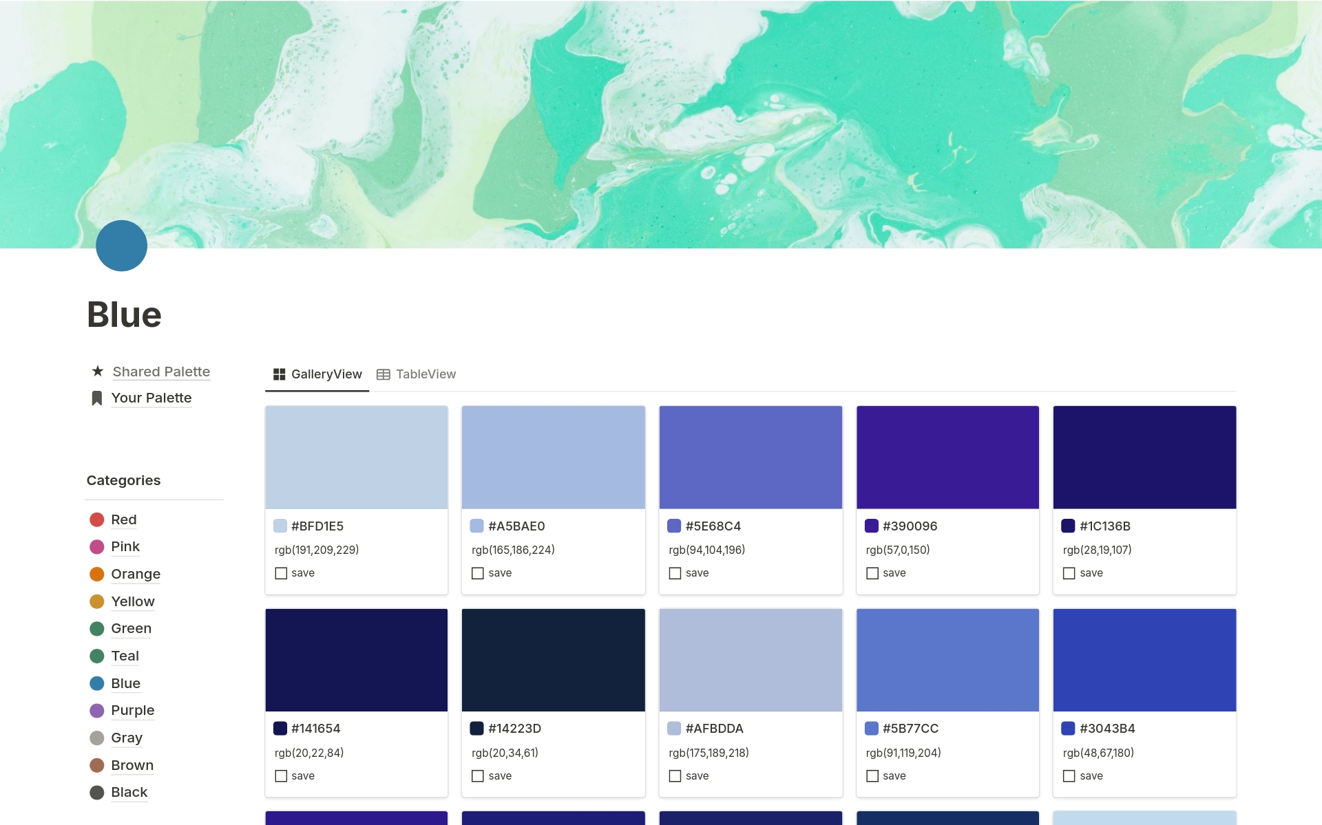 Select the best color for your project and make your own palette and share it with your team!