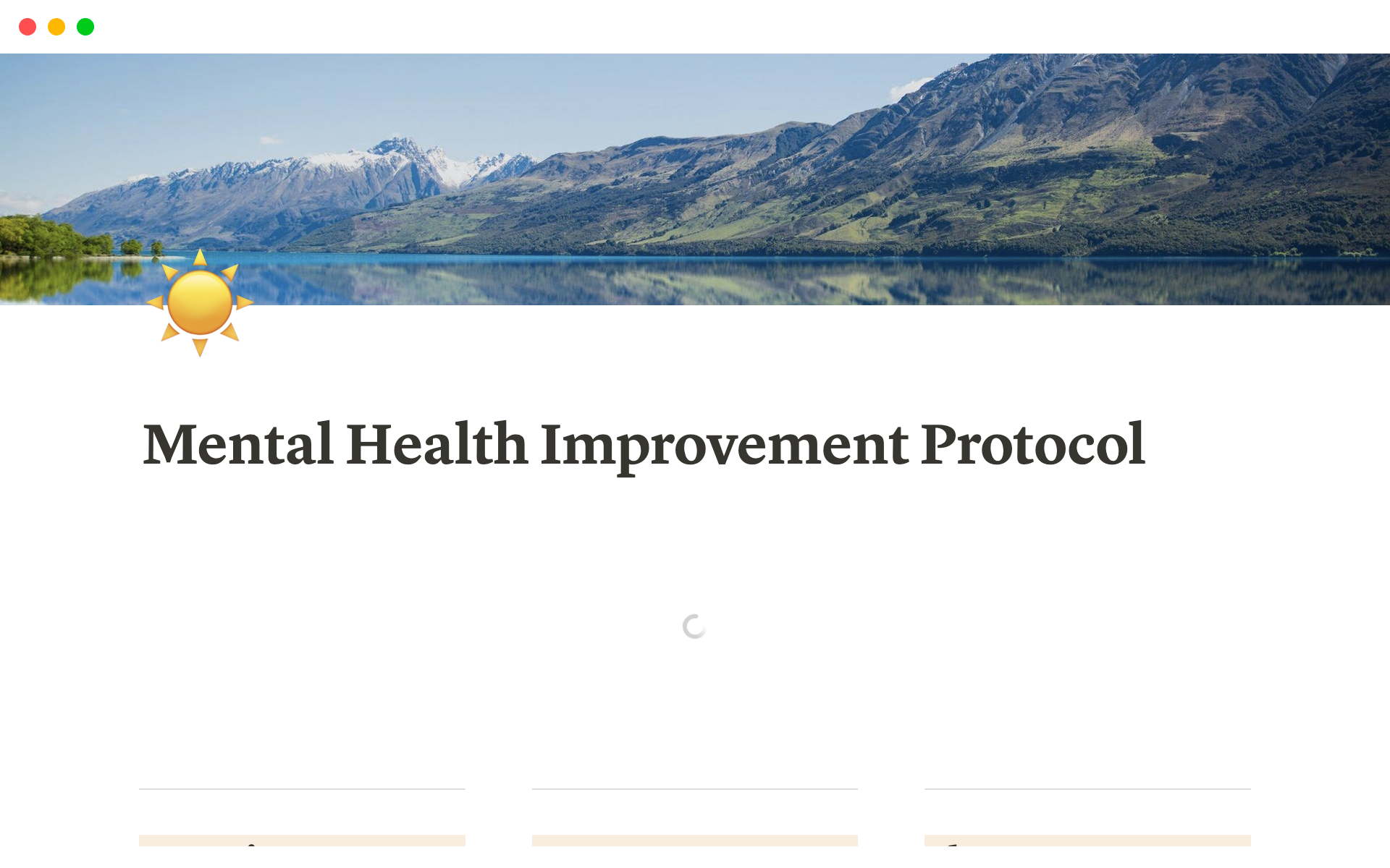 A template preview for Mental Health Improvement Protocol