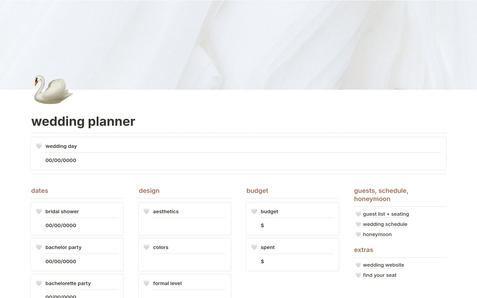 A template preview for Minimalist Wedding Planner