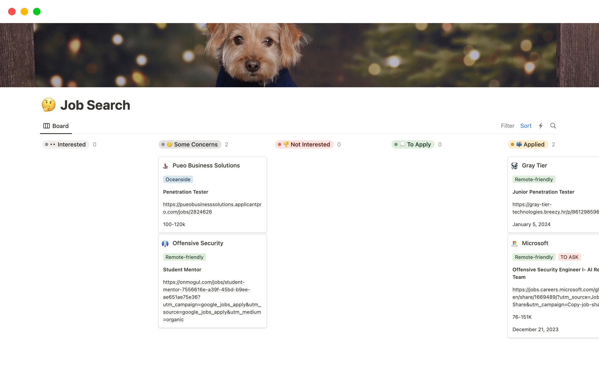 Job Search Organizer by Mary Ogawa Notion Template
