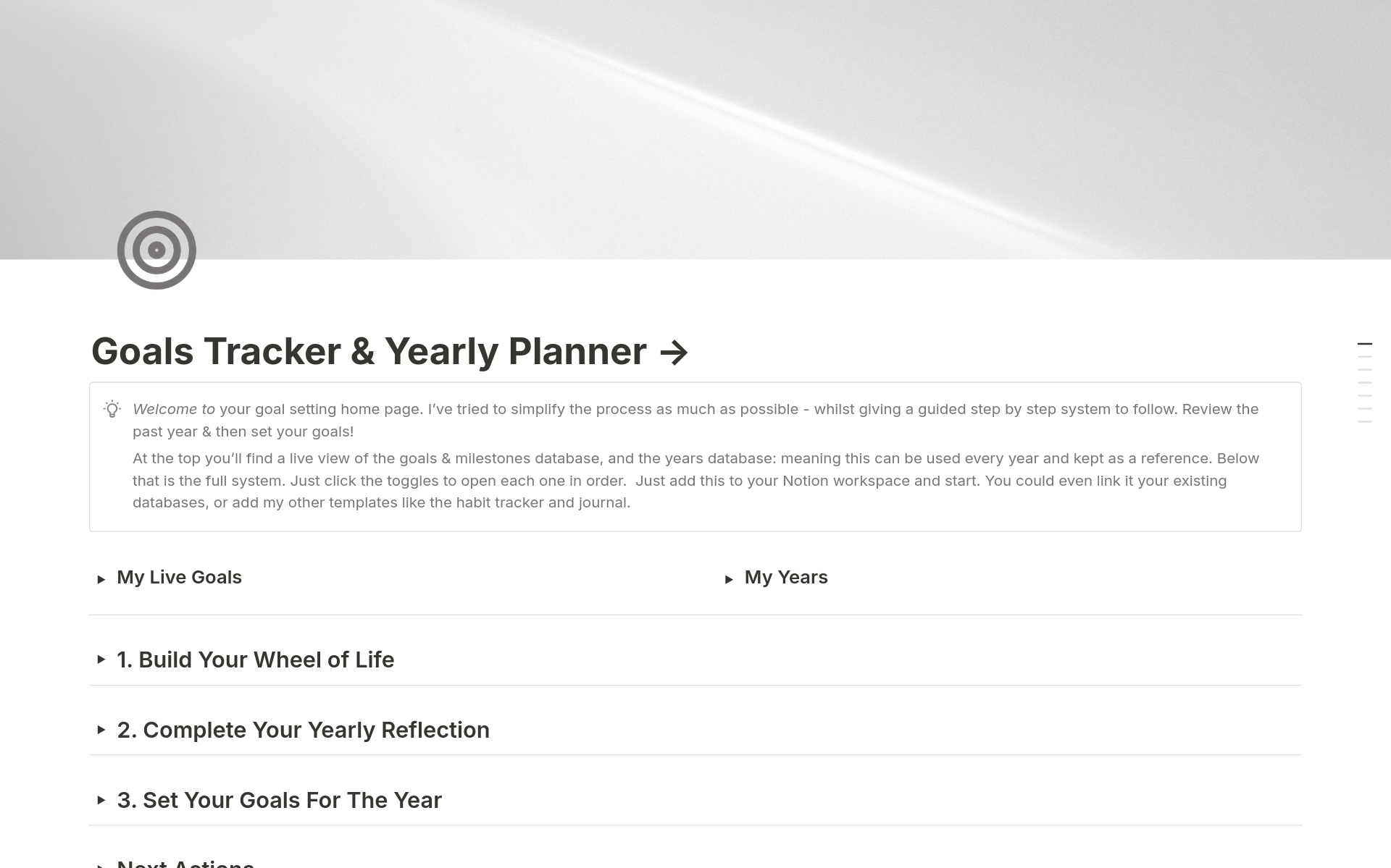 Goals Tracker & Yearly Planner by Better Creating Notion Template