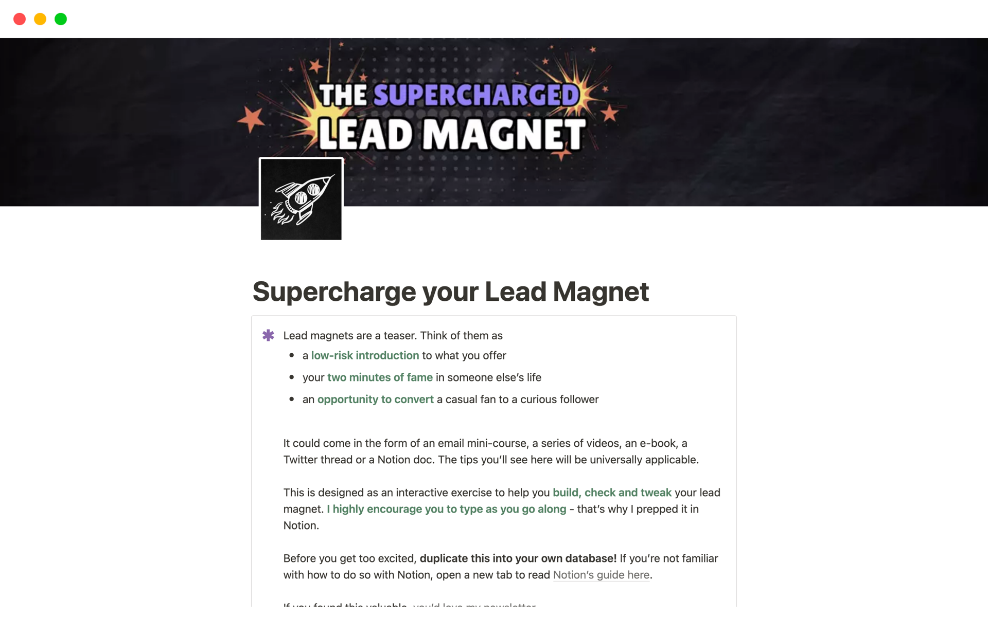 A template preview for Supercharge your Lead Magnet