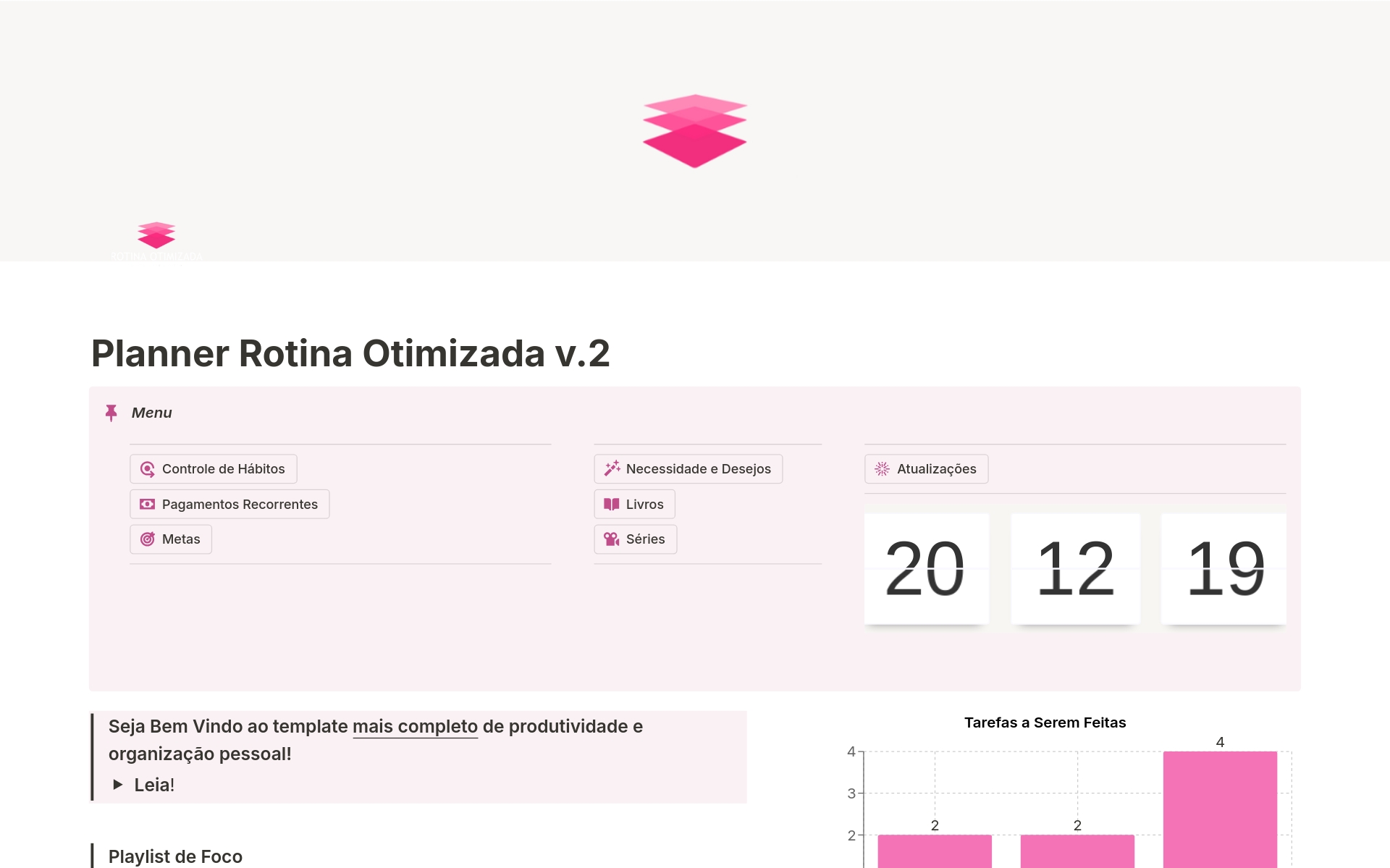 A template preview for Planner Rotina Otimizada 