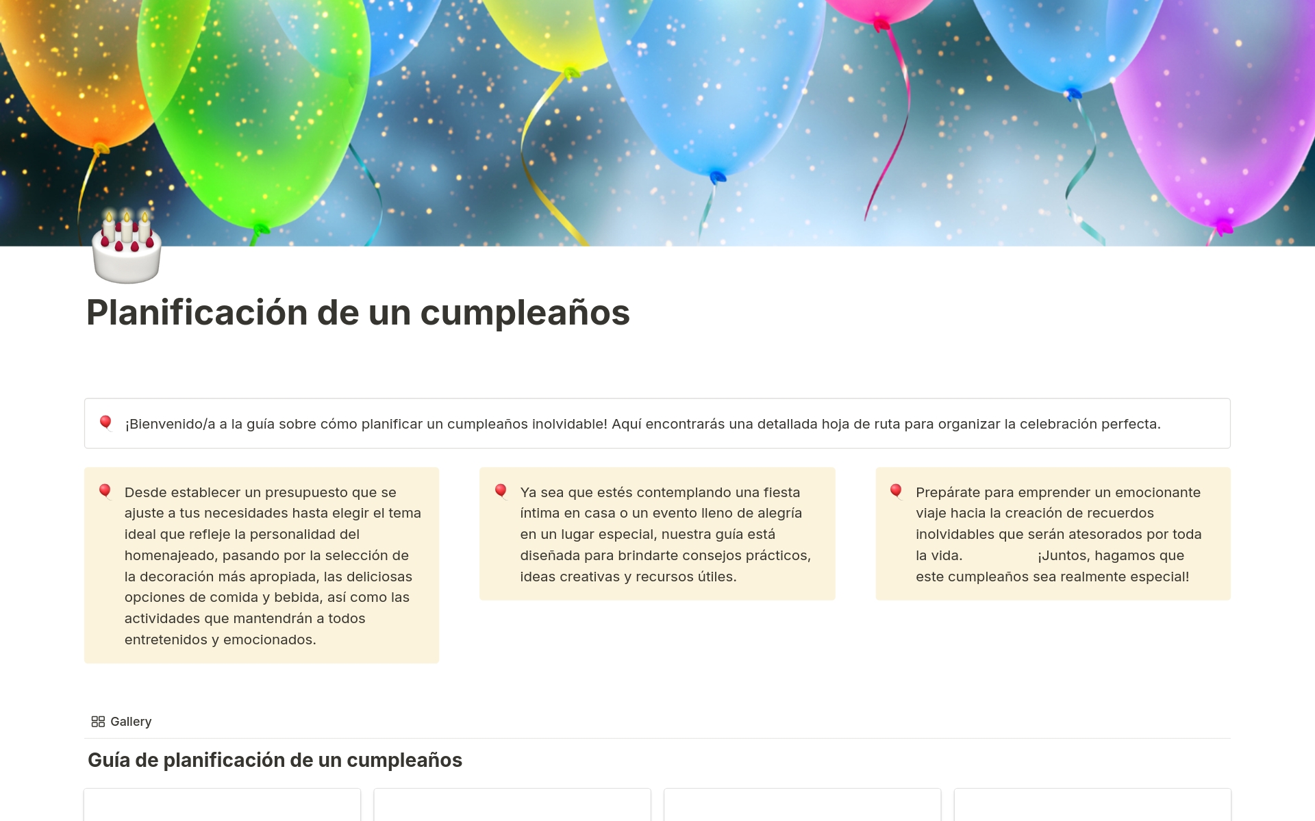 A template preview for Guía Completa para Planificar el Mejor Cumpleaños