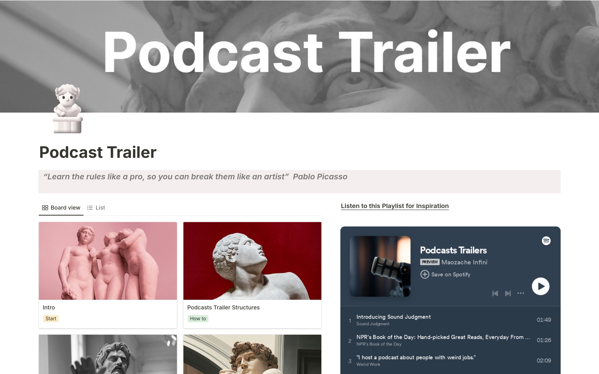 En förhandsgranskning av mallen för Podcast Trailer: Guidelines 